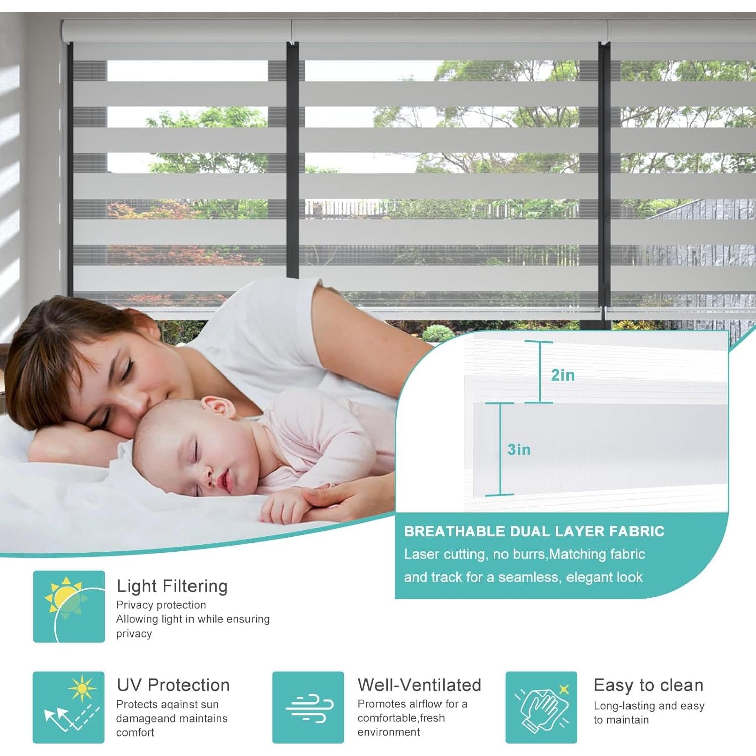 Persiana Zebra Sin Cordón Changshade 50x183 cm Beige