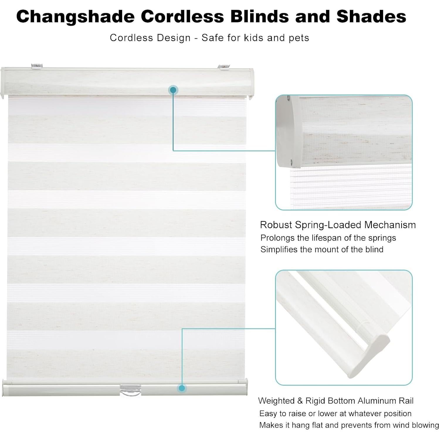 Persiana Zebra Sin Cordón Changshade 50x183 cm Beige