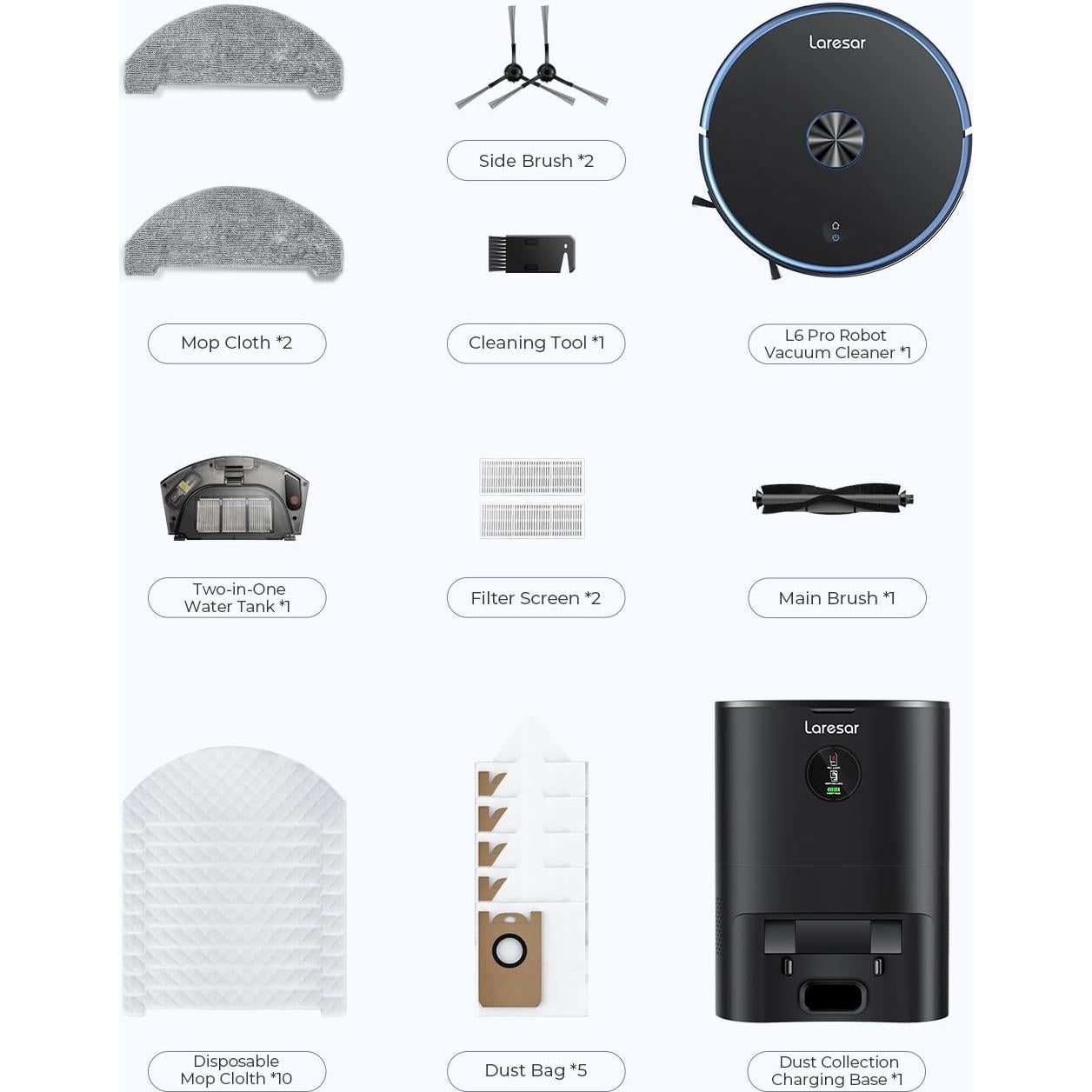 Aspiradora Robótica Laresar L6 Pro 3 en 1 con Auto Vaciamiento