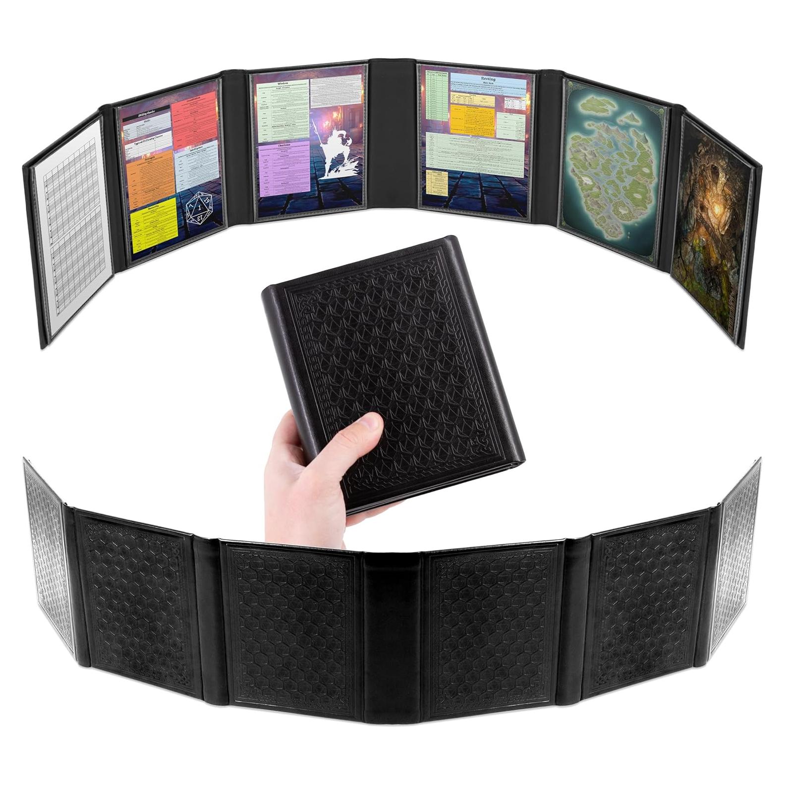 CASEMATIX Miniature DM Screen - 6-Panel Faux Leather Mini Dungeon Master Screen for TTRPGs, Compact DnD DM Screen for Better Player Connection & Immersive Tabletop RPG Sessions with Low-Profile Design