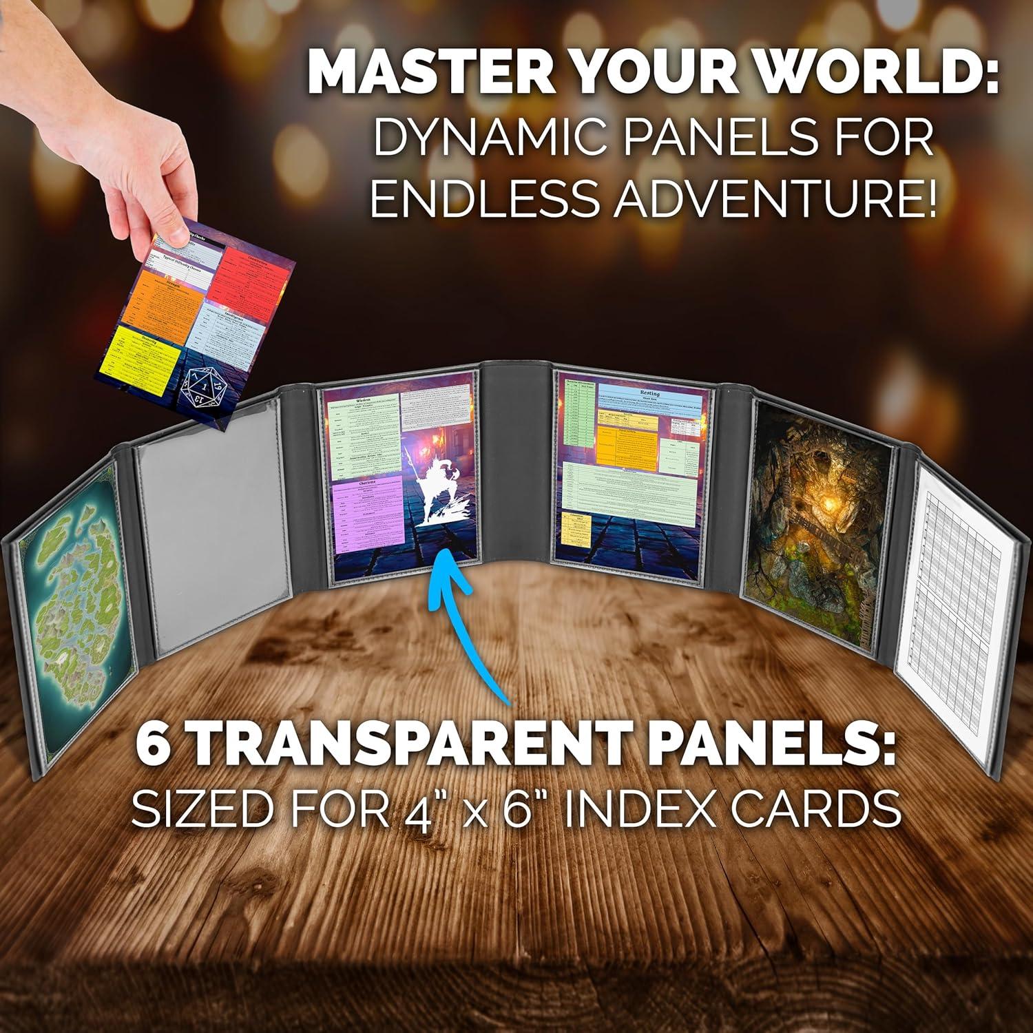CASEMATIX Miniature DM Screen - 6-Panel Faux Leather Mini Dungeon Master Screen for TTRPGs, Compact DnD DM Screen for Better Player Connection & Immersive Tabletop RPG Sessions with Low-Profile Design