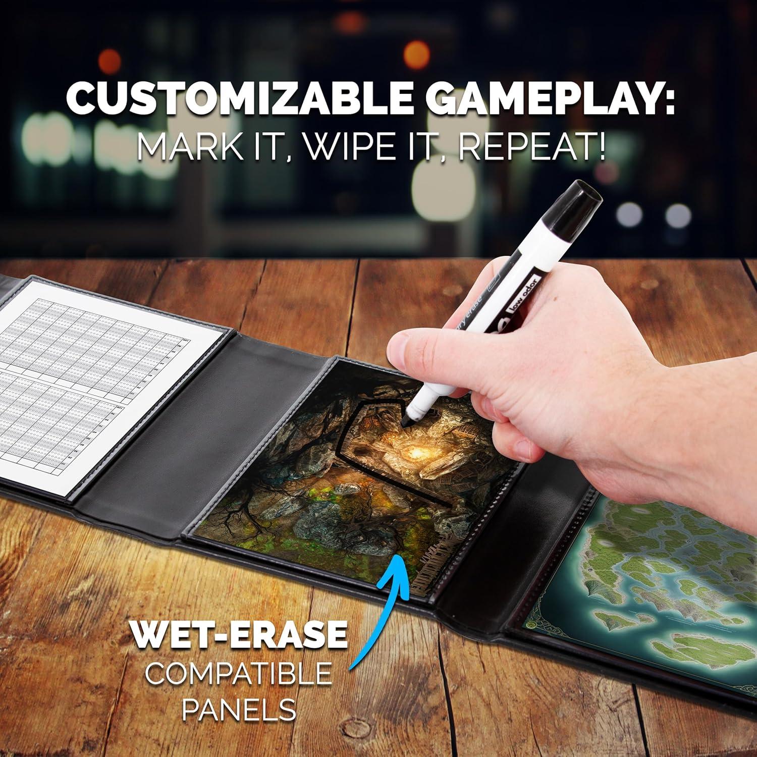 CASEMATIX Miniature DM Screen - 6-Panel Faux Leather Mini Dungeon Master Screen for TTRPGs, Compact DnD DM Screen for Better Player Connection & Immersive Tabletop RPG Sessions with Low-Profile Design