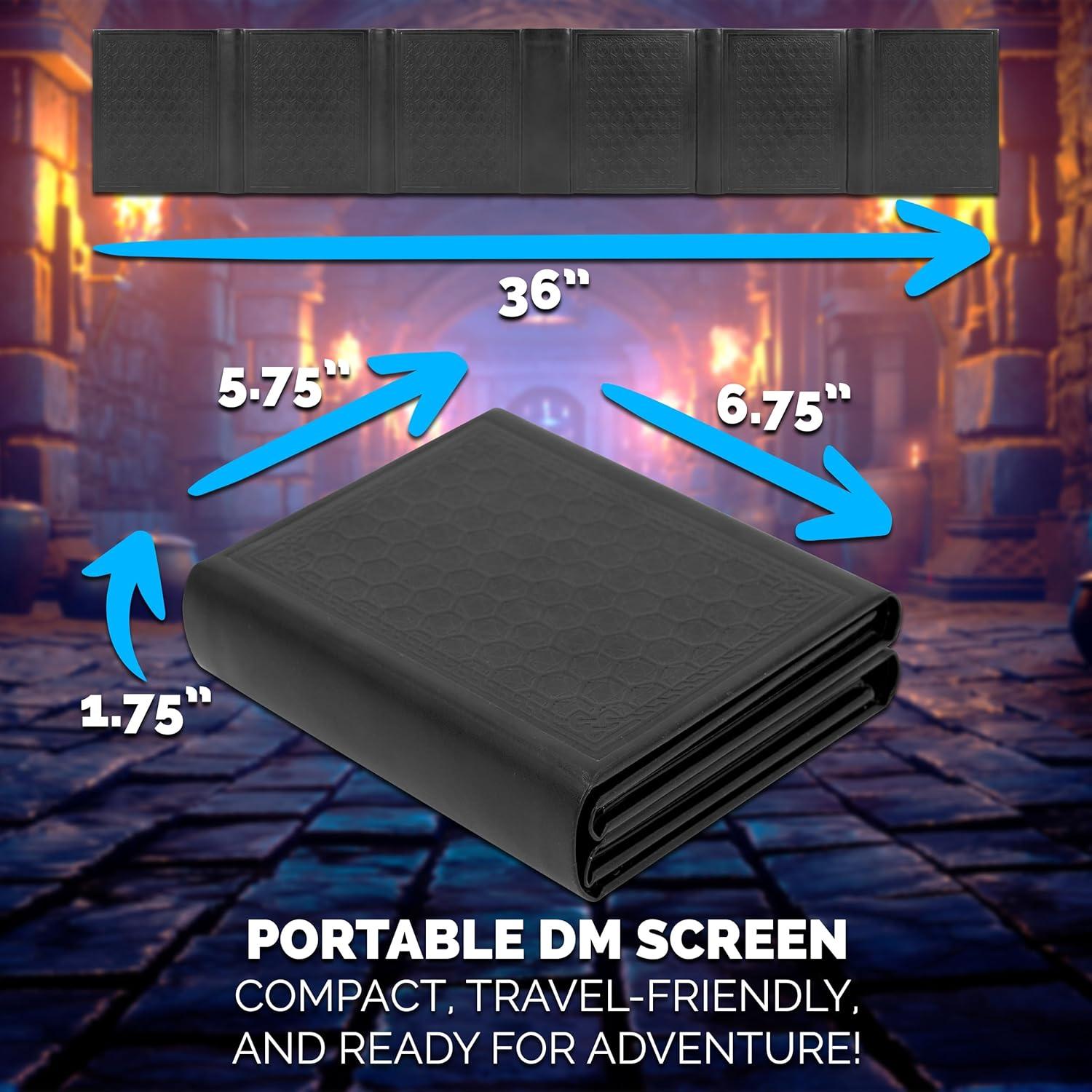 CASEMATIX Miniature DM Screen - 6-Panel Faux Leather Mini Dungeon Master Screen for TTRPGs, Compact DnD DM Screen for Better Player Connection & Immersive Tabletop RPG Sessions with Low-Profile Design