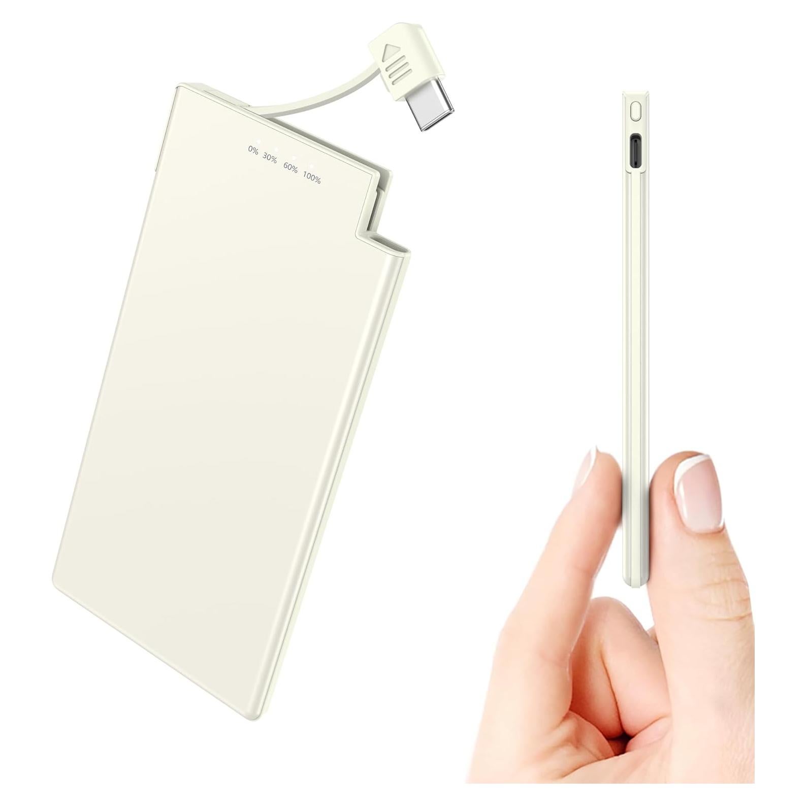 Cargador Portátil Delgado Auskang 5000mAh USB-C Beige