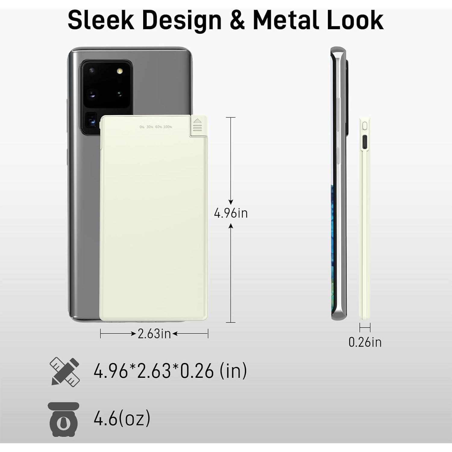 Cargador Portátil Delgado Auskang 5000mAh USB-C Beige