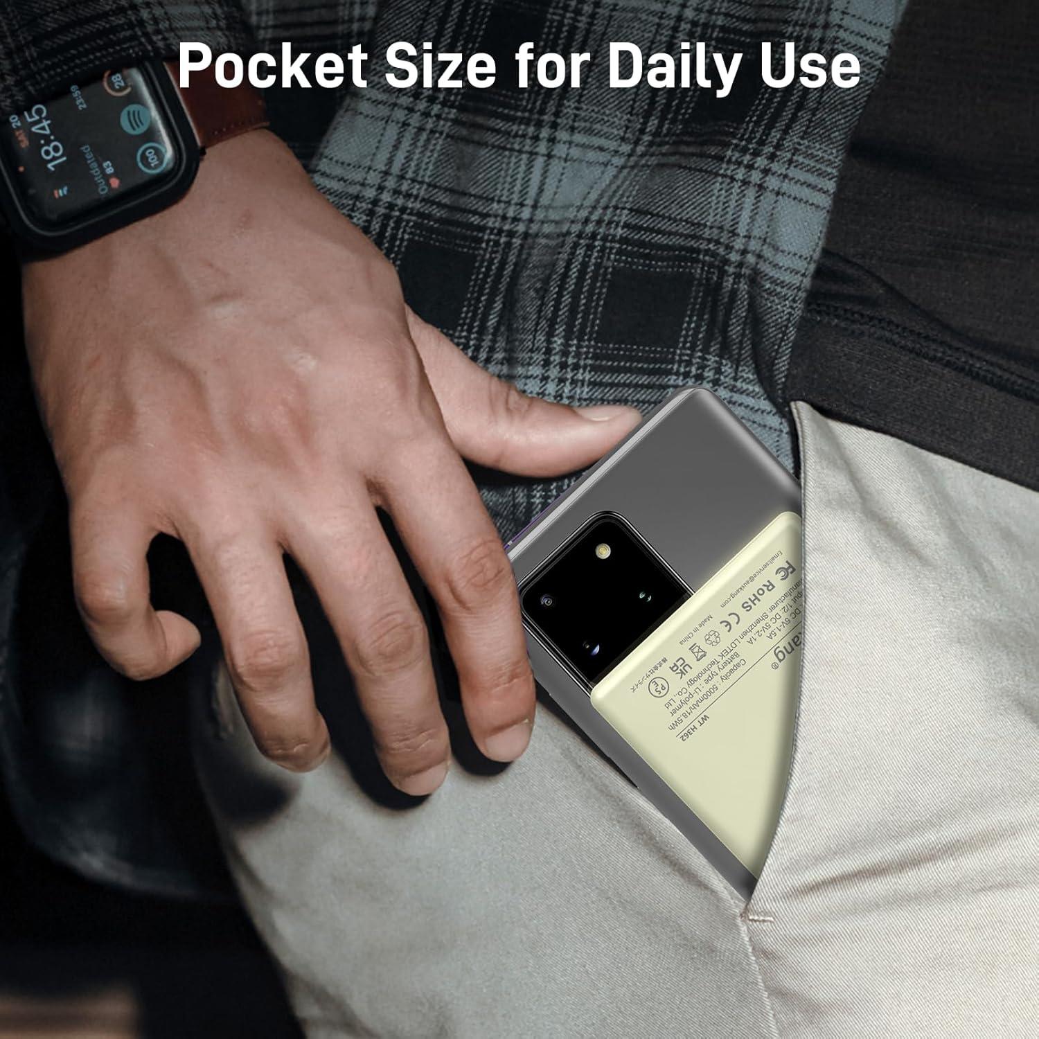 Cargador Portátil Delgado Auskang 5000mAh USB-C Beige