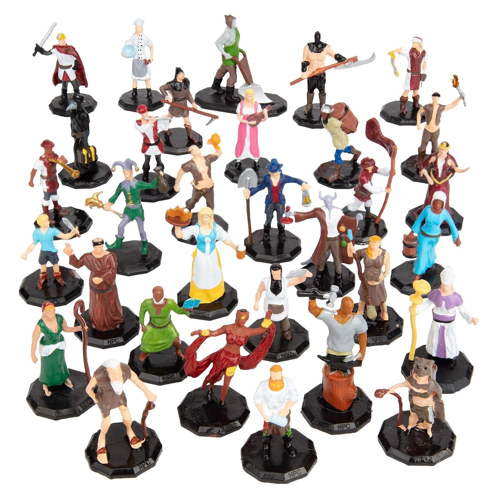 Set de Miniaturas de Fantasía 32 Pobladores Pintados a Mano
