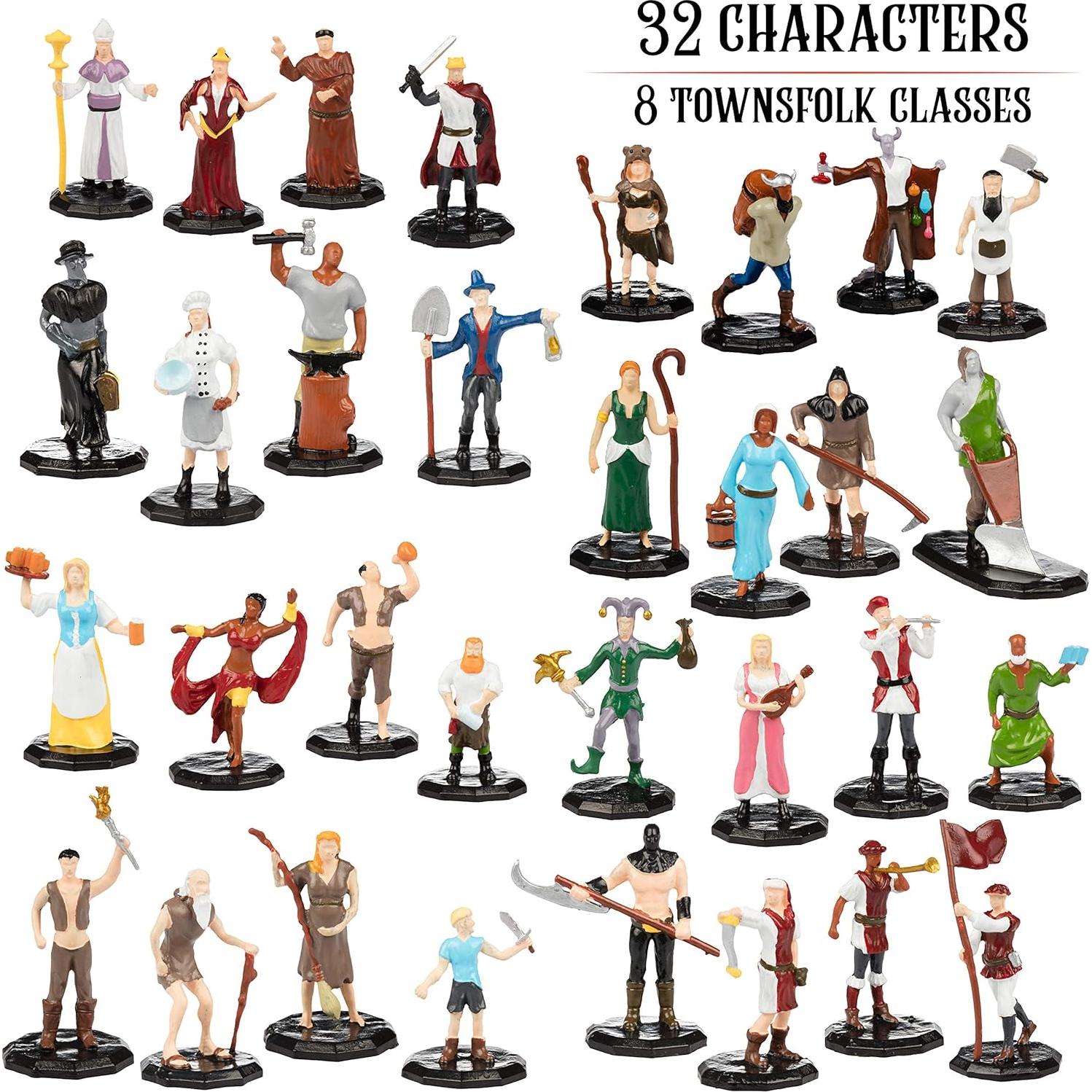 Set de Miniaturas de Fantasía 32 Pobladores Pintados a Mano