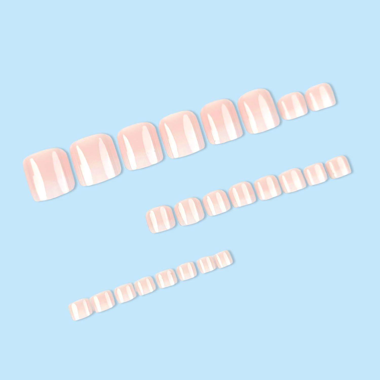 24 Uñas Postizas Francesas Cortas Rosa Blanco FDSQHSA