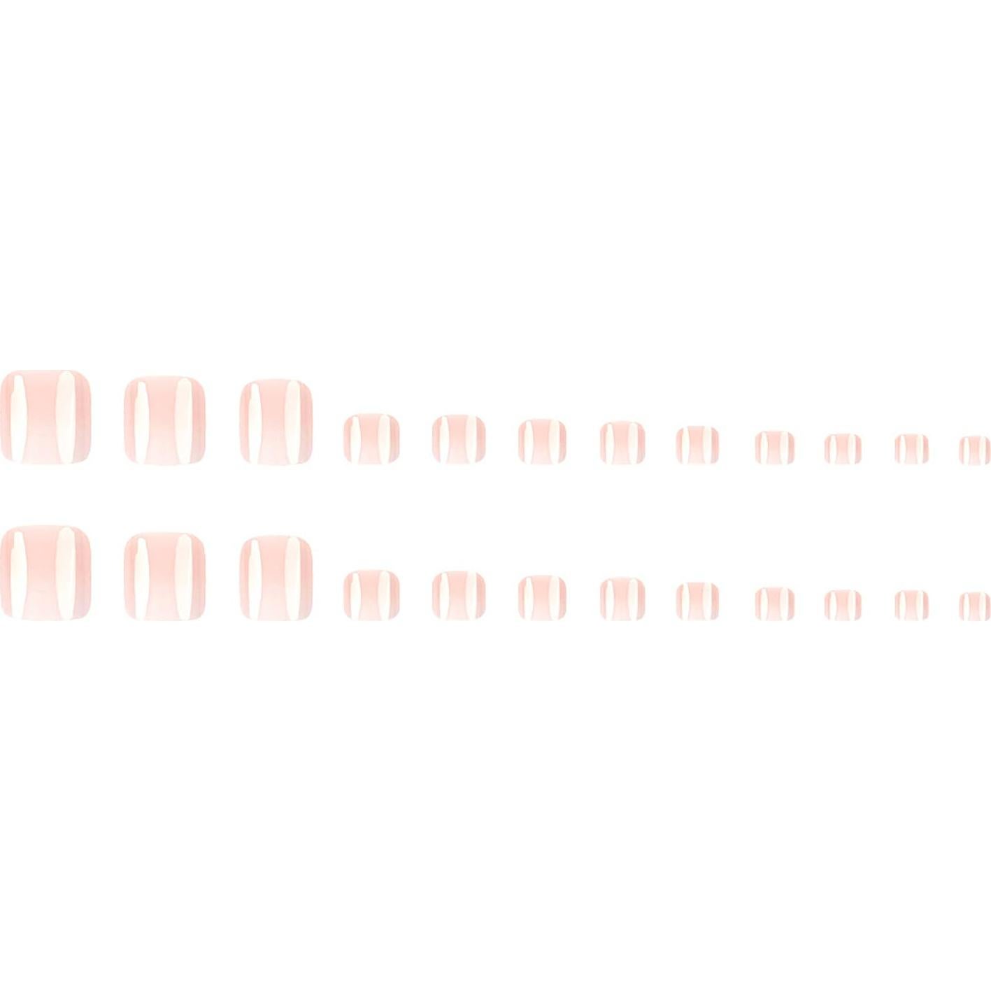 24 Uñas Postizas Francesas Cortas Rosa Blanco FDSQHSA
