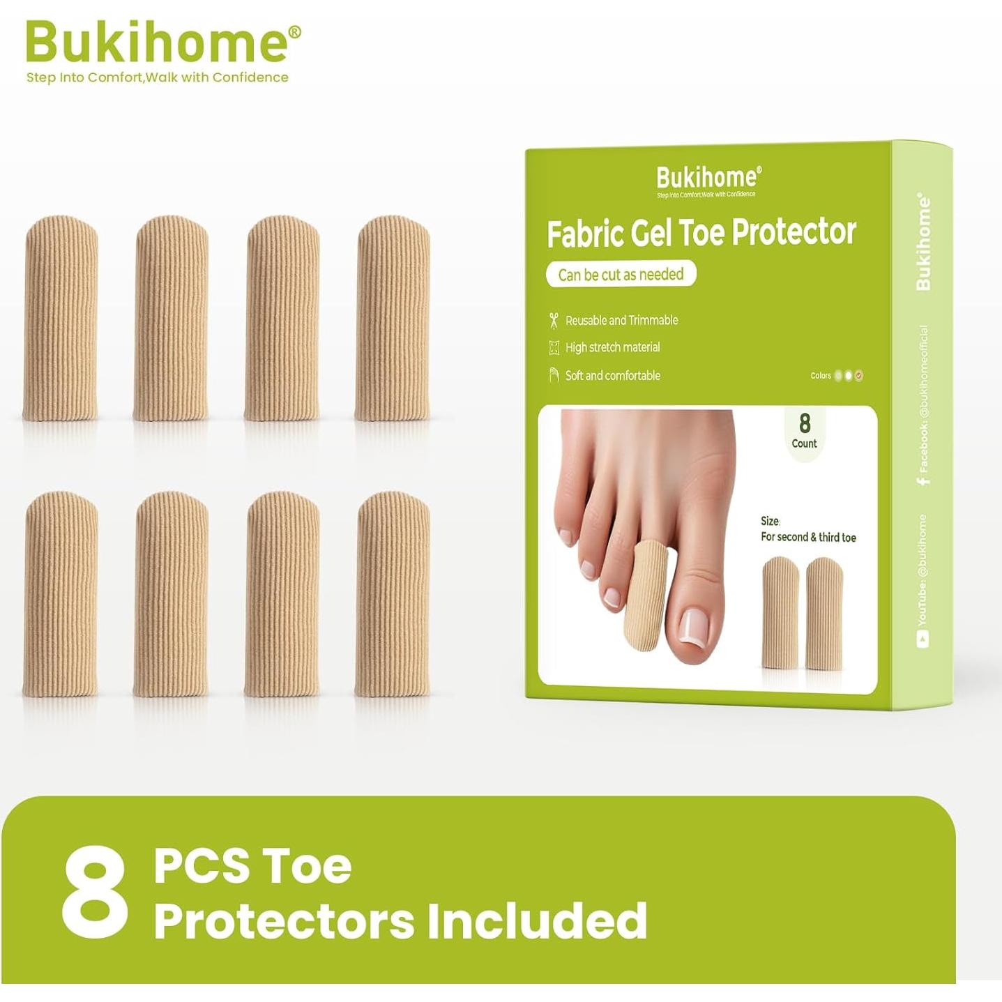 Protectores de Dedos Bukihome 8 PCS Silicona Mediano Alivio Dolor