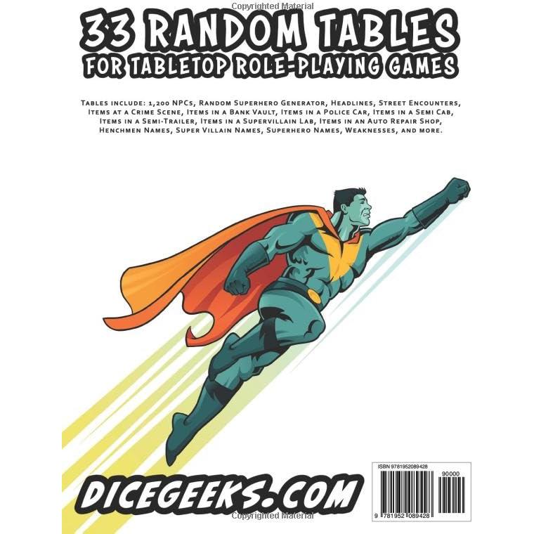 The Book of Random Tables: Superheroes: 33 Random Tables for Tabletop Role-Playing Games (The Books of Random Tables)