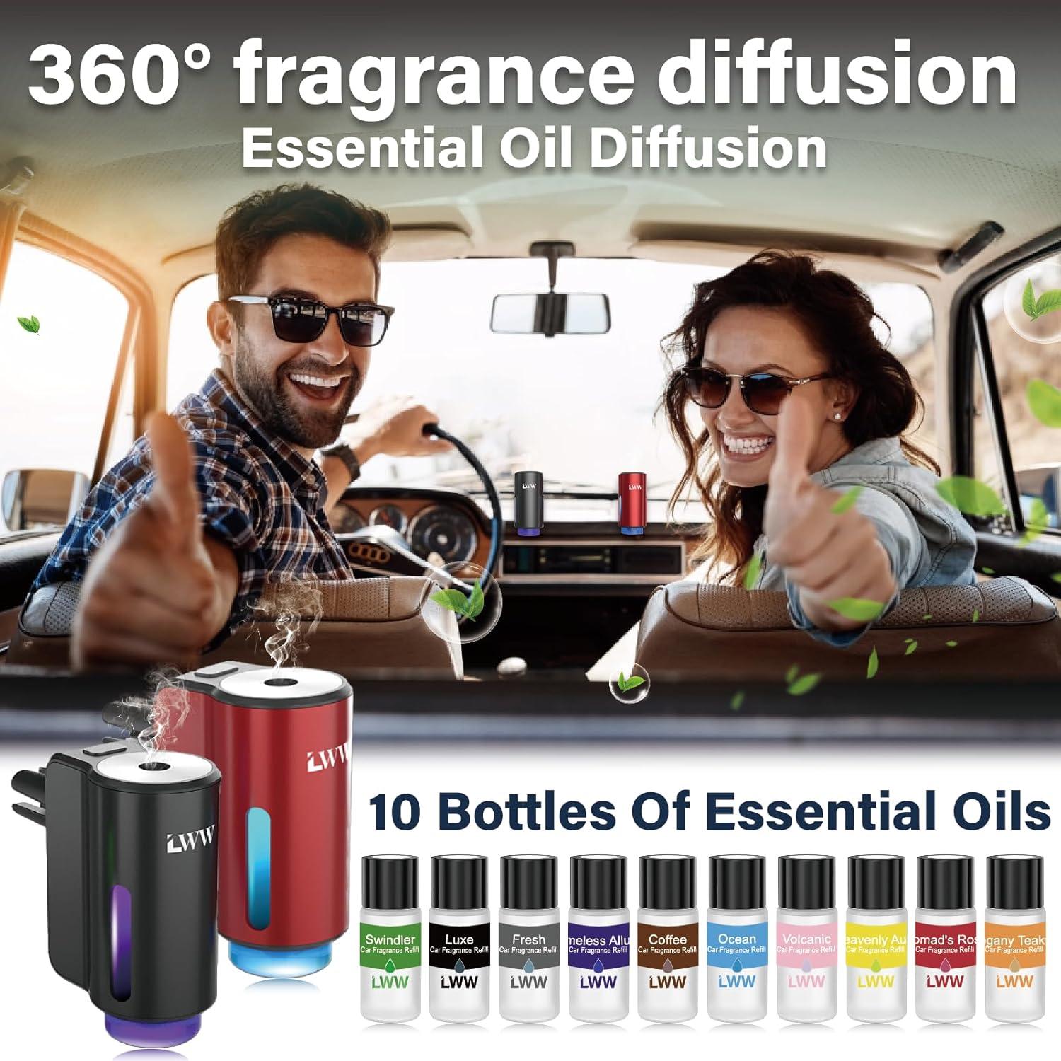 Ambientador de Coche LWW Difusor Aromaterapia 10 Aromas