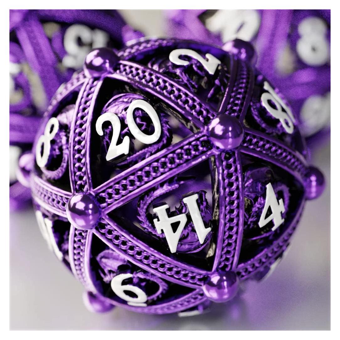 Juego de Dados DND de Metal Soar Forge Dragón Púrpura