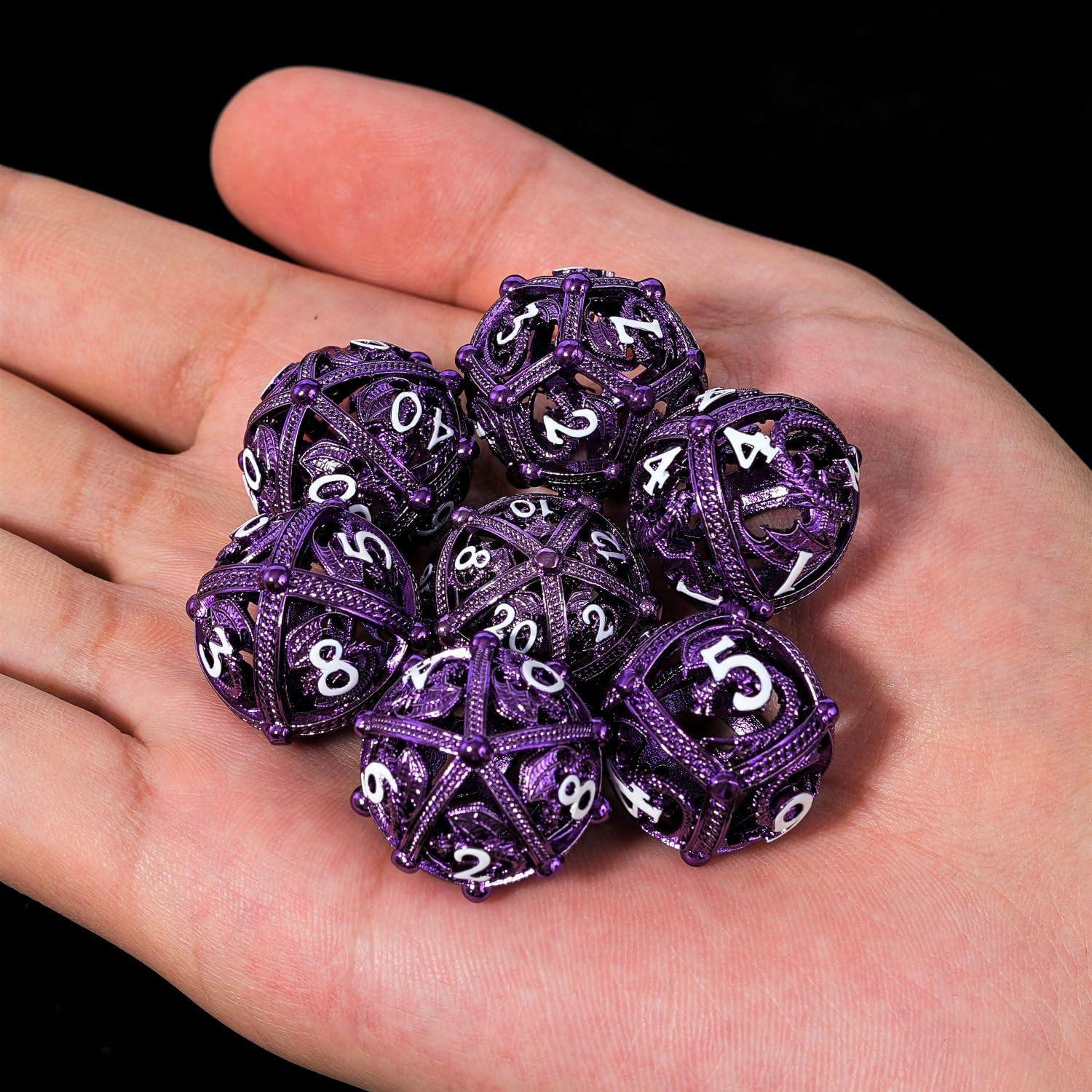 Juego de Dados DND de Metal Soar Forge Dragón Púrpura