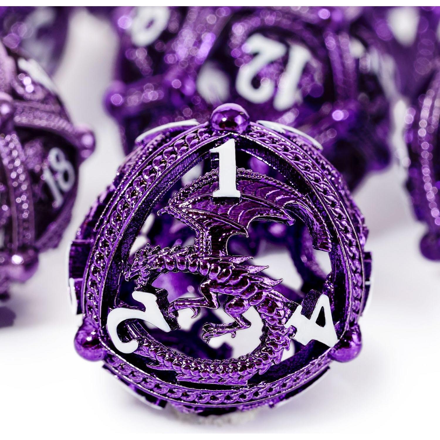Juego de Dados DND de Metal Soar Forge Dragón Púrpura