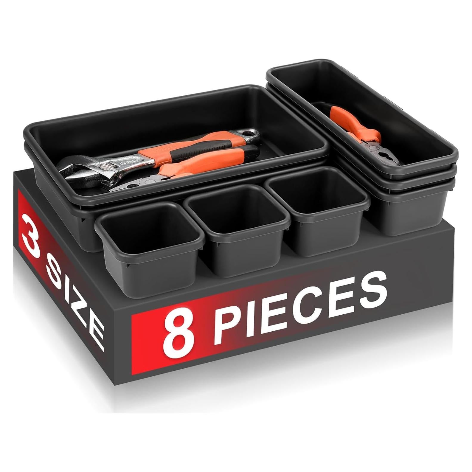 Organizador de Herramientas Takytao 8 Piezas 3 Tamaños Negro
