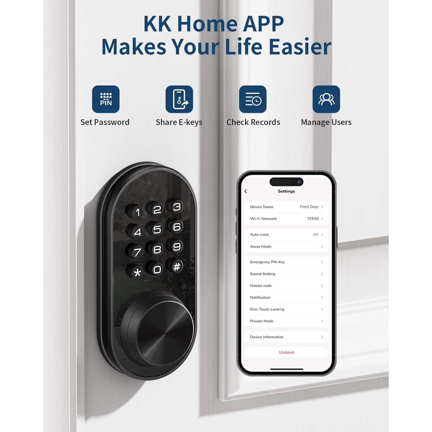 Cerradura Inteligente TEEHO TE341 Bluetooth con Teclado Digital