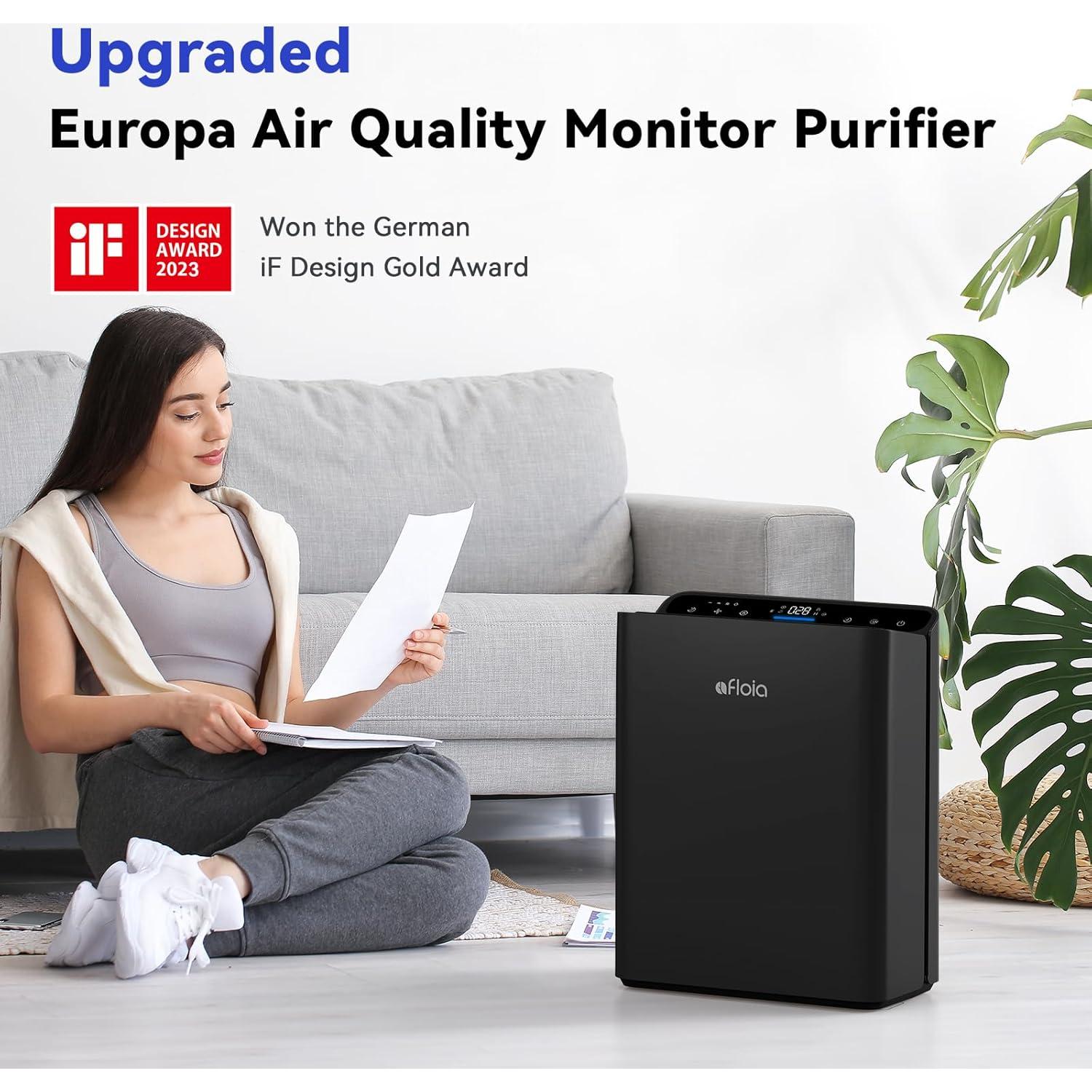 Purificador de Aire Afloia Europa 119.2m² Filtro 3 Etapas Negro