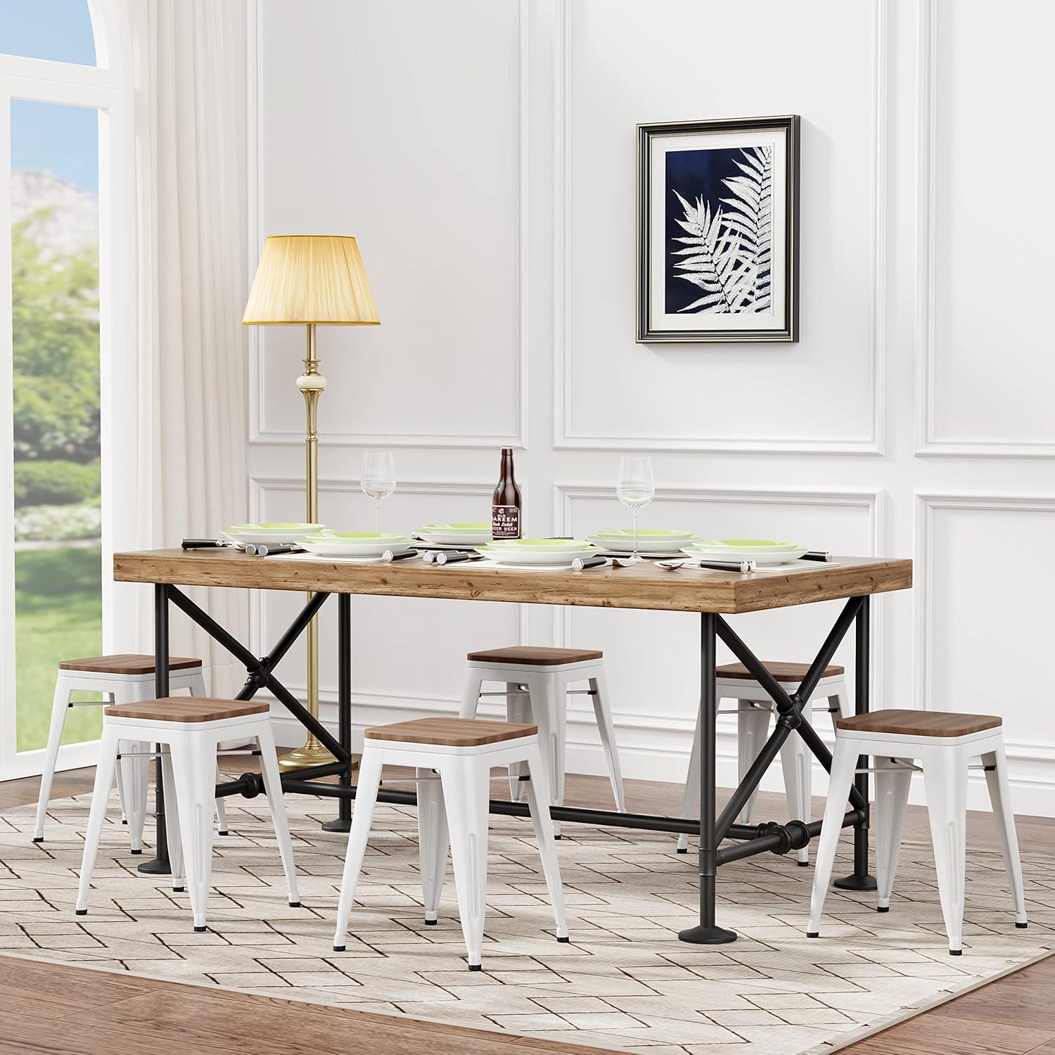 Taburetes de Bar Andeworld 45.72 cm Metal y Madera - Juego de 4