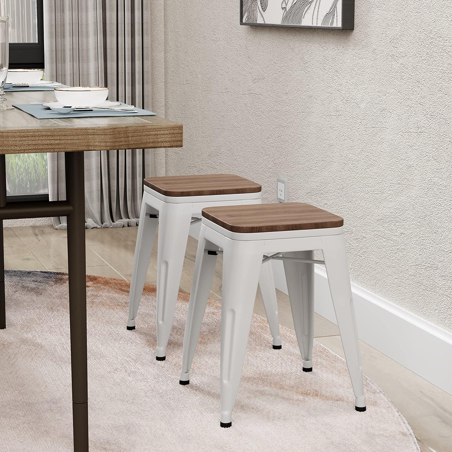 Taburetes de Bar Andeworld 45.72 cm Metal y Madera - Juego de 4