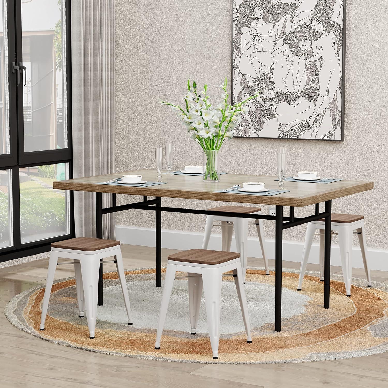 Taburetes de Bar Andeworld 45.72 cm Metal y Madera - Juego de 4