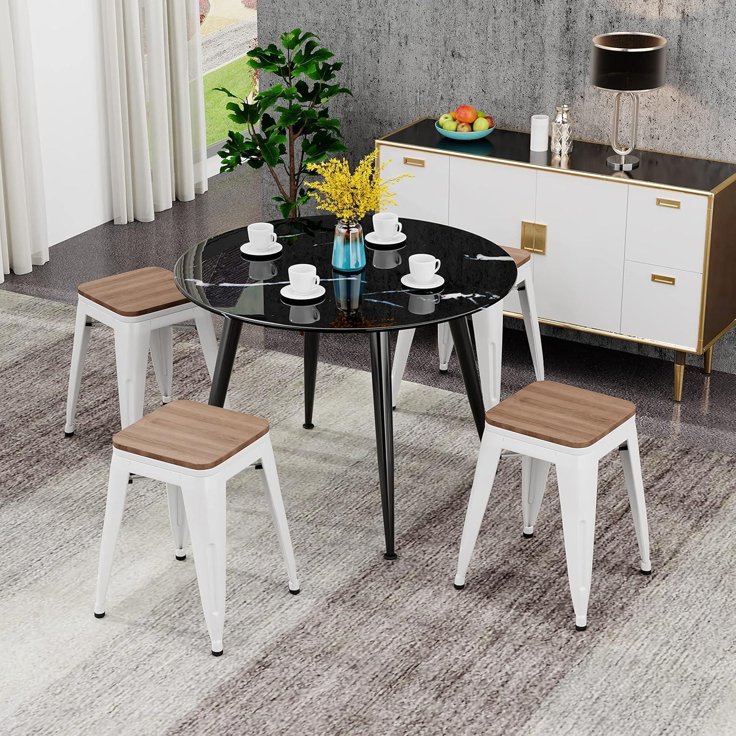 Taburetes de Bar Andeworld 45.72 cm Metal y Madera - Juego de 4