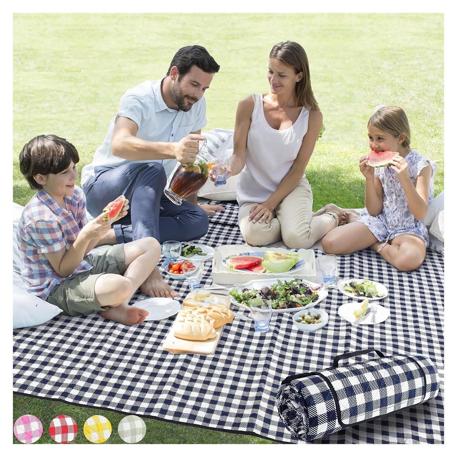 Manta de Picnic ZAZE XL 203x203cm Impermeable Lavable Azul