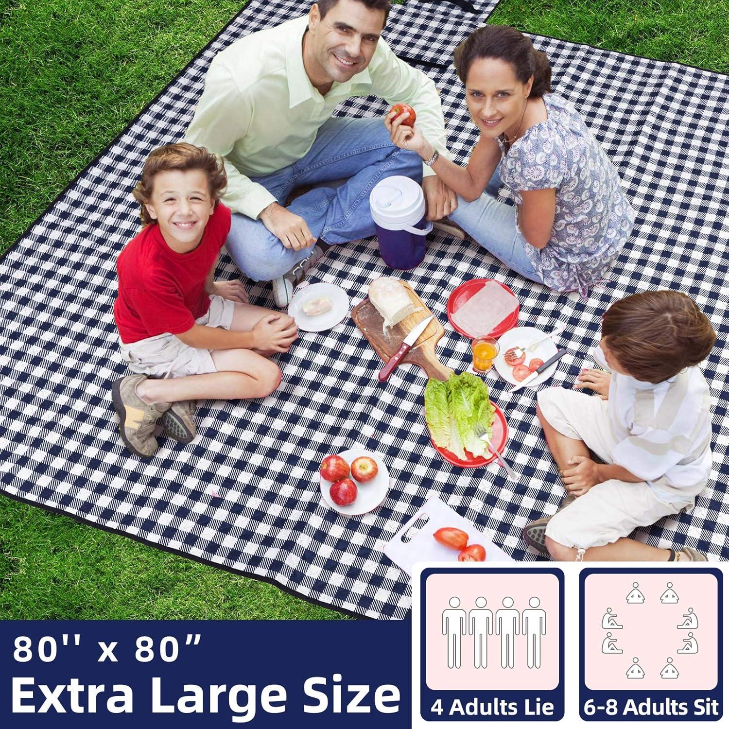 Manta de Picnic ZAZE XL 203x203cm Impermeable Lavable Azul