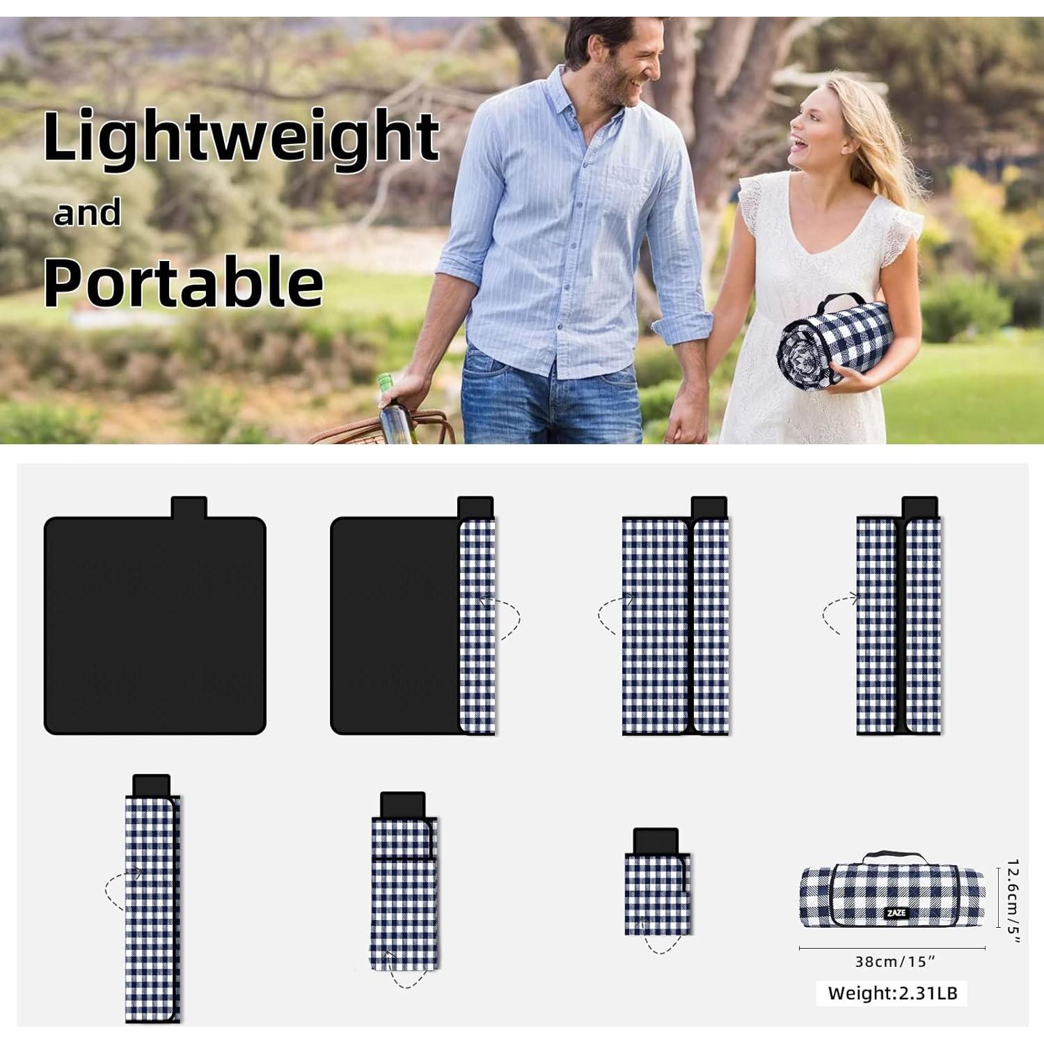 Manta de Picnic ZAZE XL 203x203cm Impermeable Lavable Azul