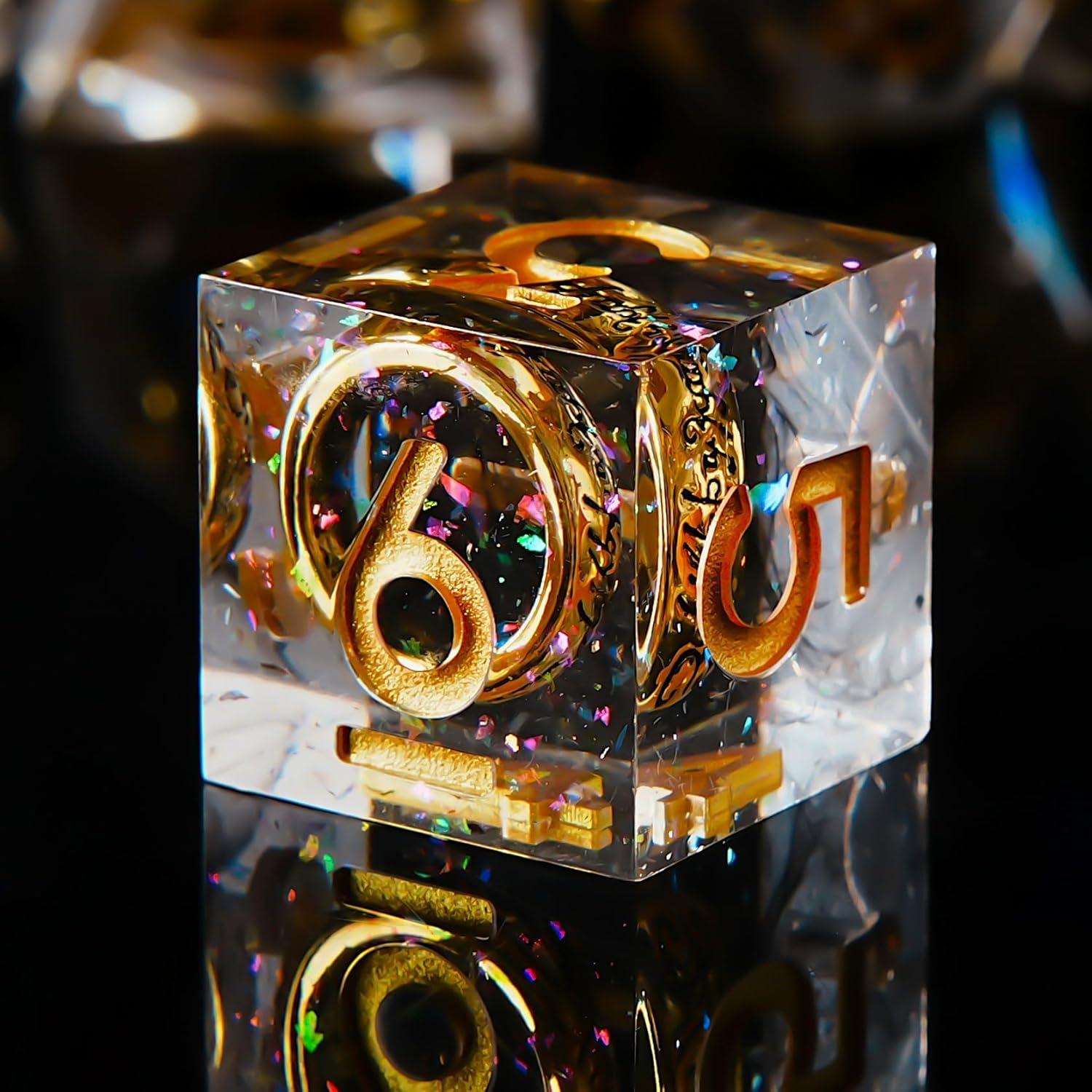 Juego de Dados DND FTNNGIME Poliedricos Oro Negro