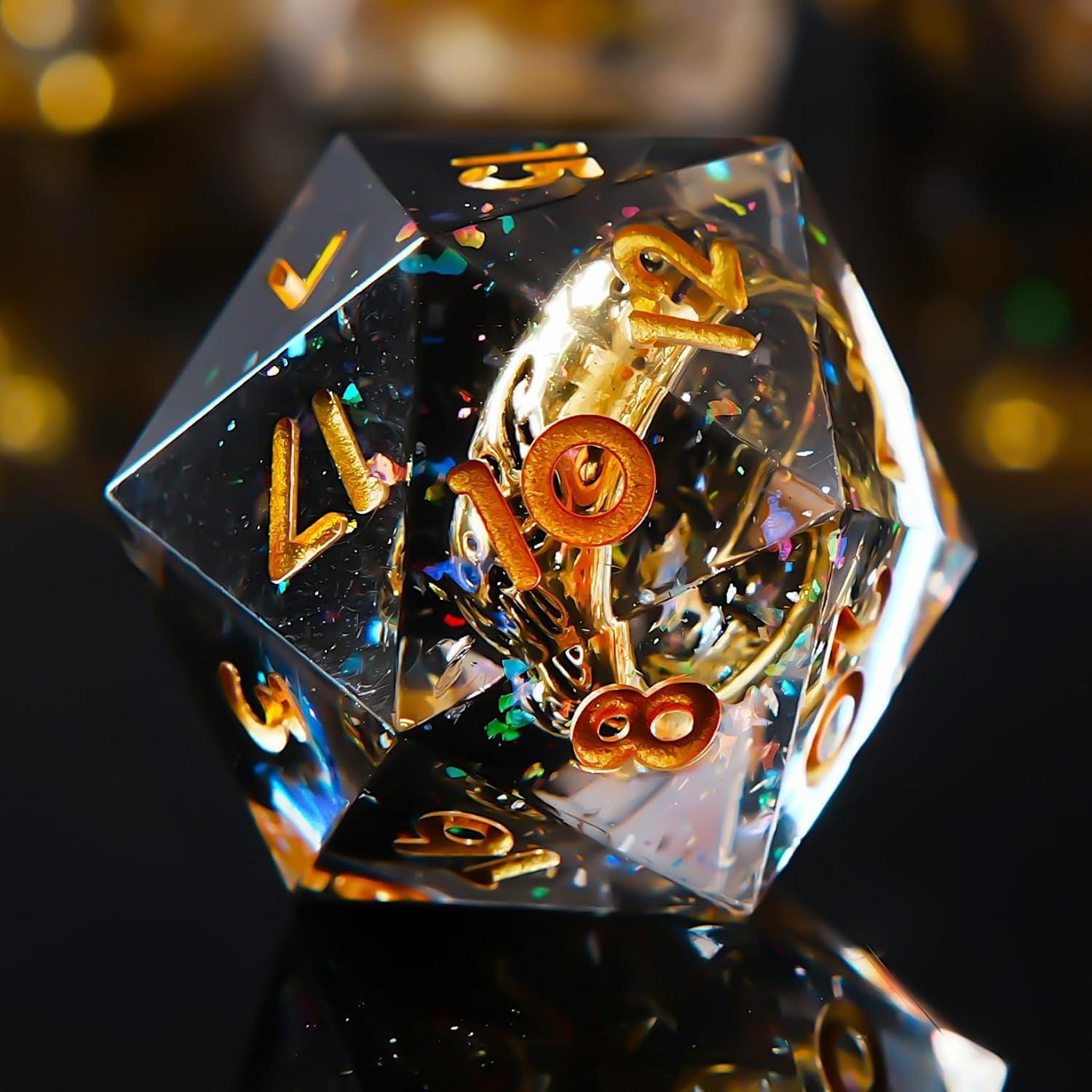 Juego de Dados DND FTNNGIME Poliedricos Oro Negro