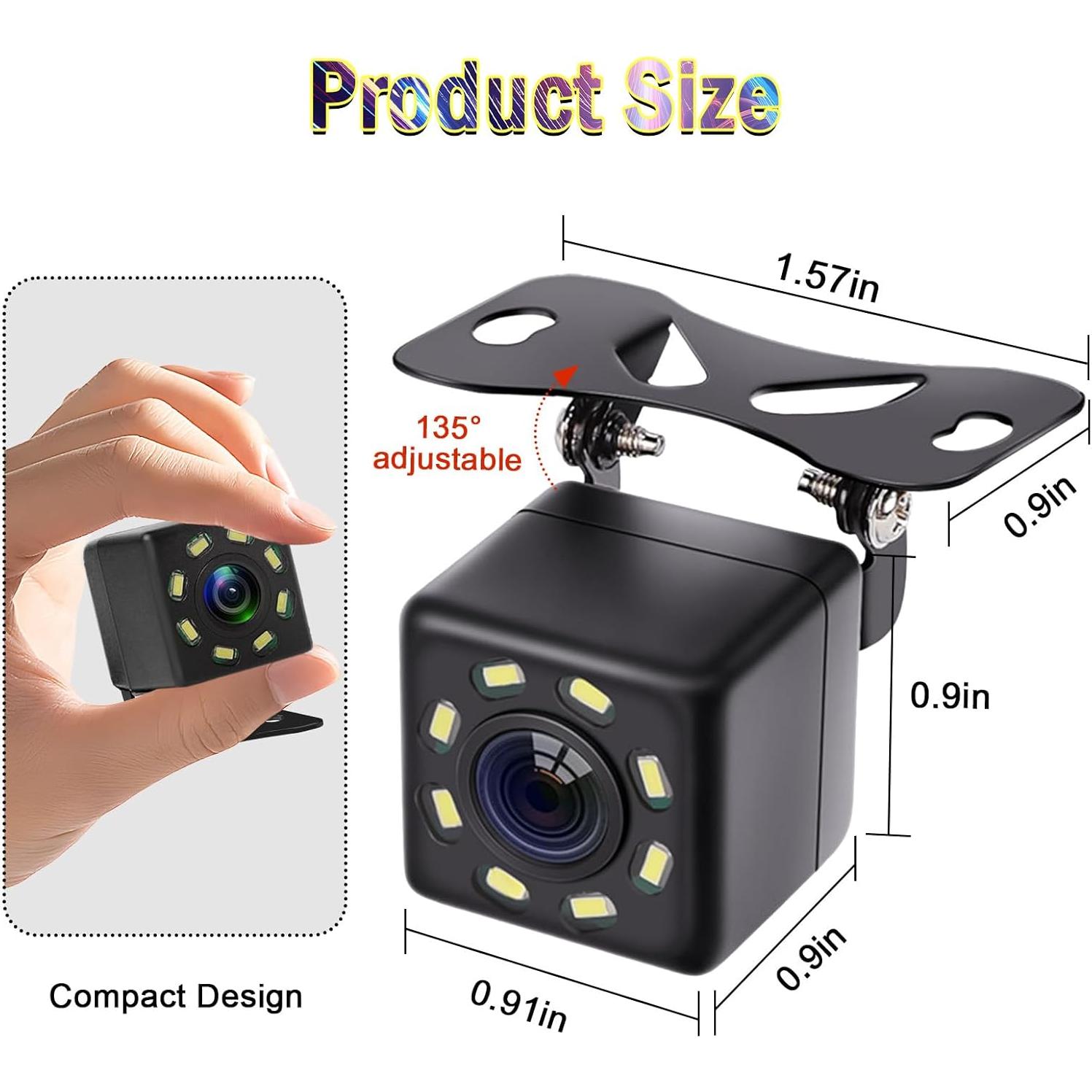 Cámara de Respaldo Adehoei 8 LEDs Visión Nocturna 170°