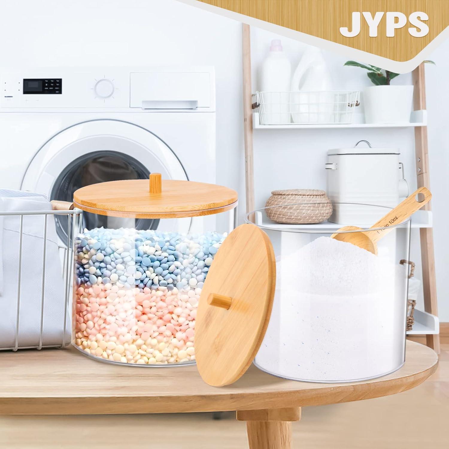 Contenedor de cápulas de lavandería JYPS 16.5cm con tapa de bambú