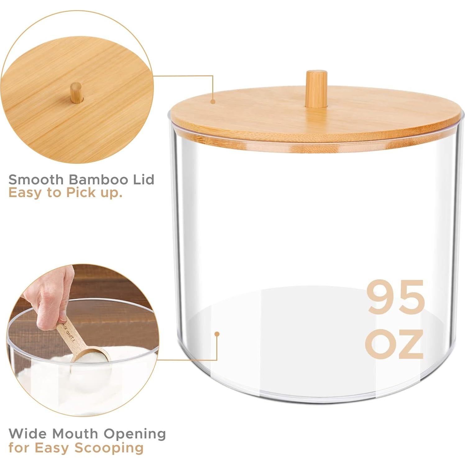 Contenedor de cápulas de lavandería JYPS 16.5cm con tapa de bambú