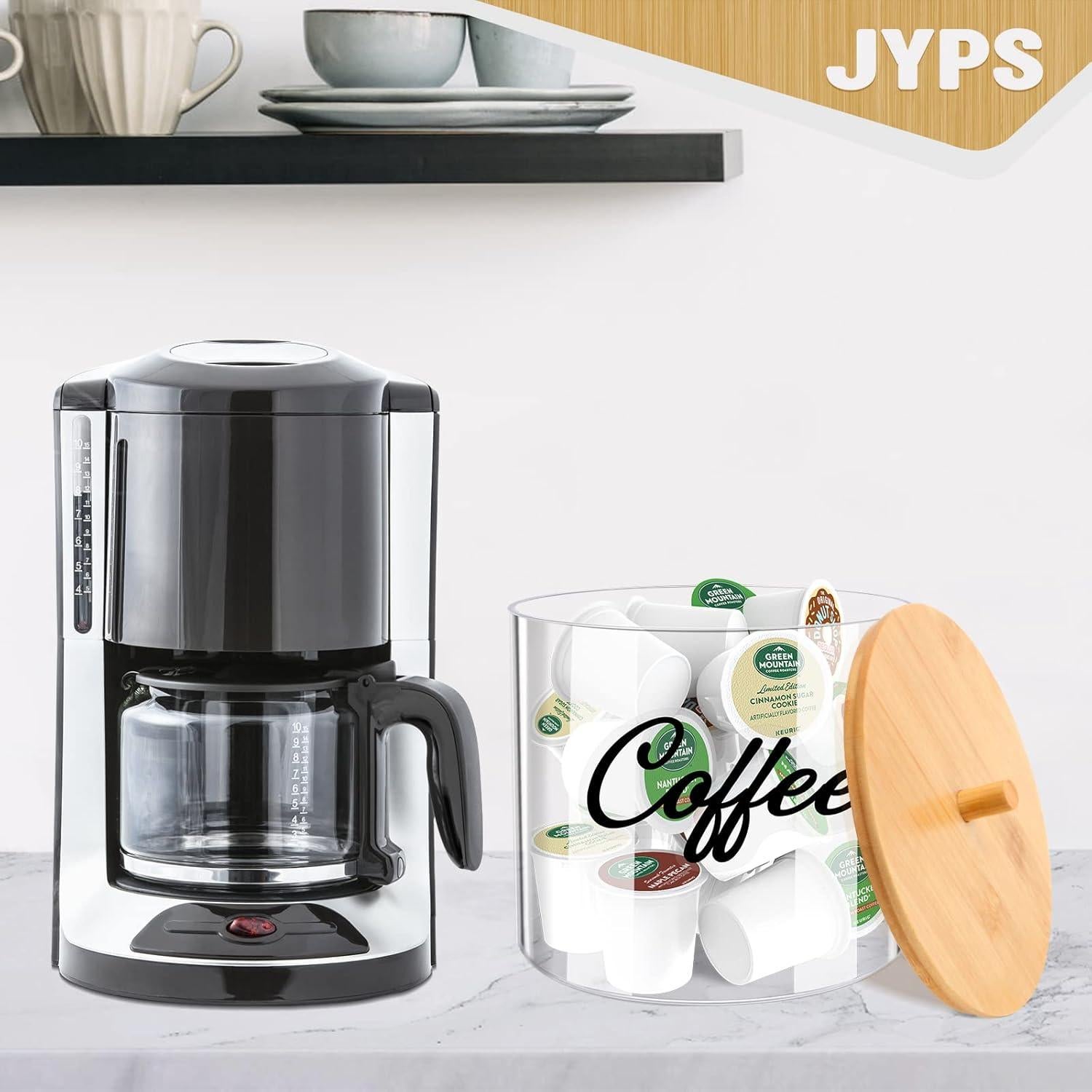 Contenedor de cápulas de lavandería JYPS 16.5cm con tapa de bambú