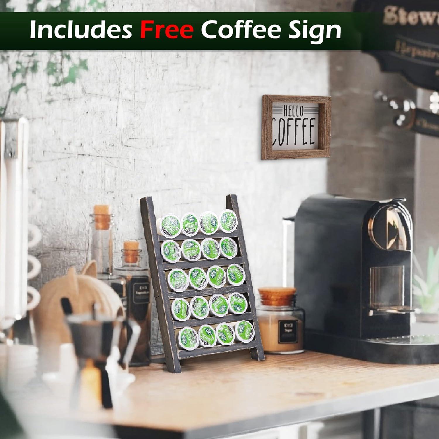 Soporte para K Cups GENMOUS Negro, Organizador de Café Rústico