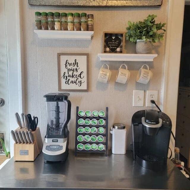 Soporte para K Cups GENMOUS Negro, Organizador de Café Rústico