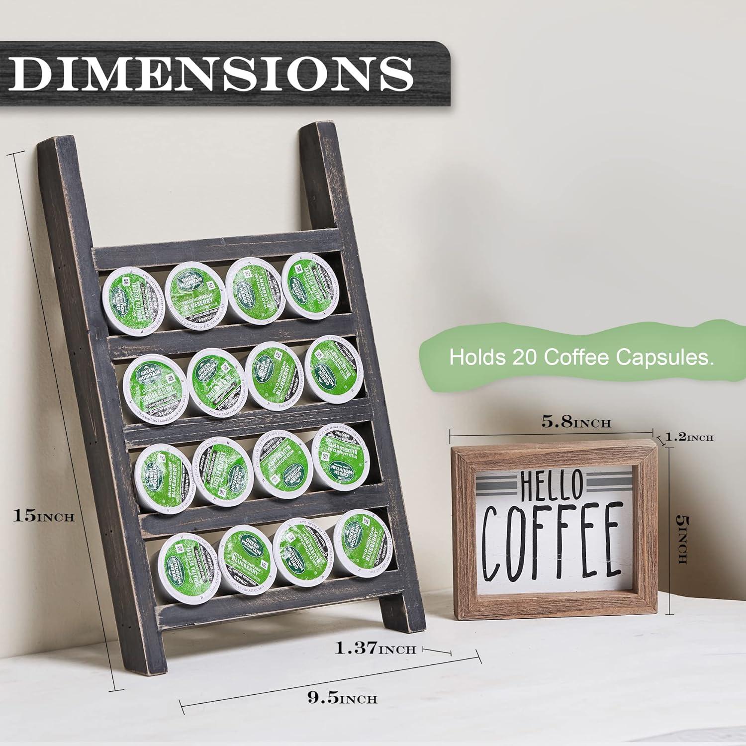 Soporte para K Cups GENMOUS Negro, Organizador de Café Rústico