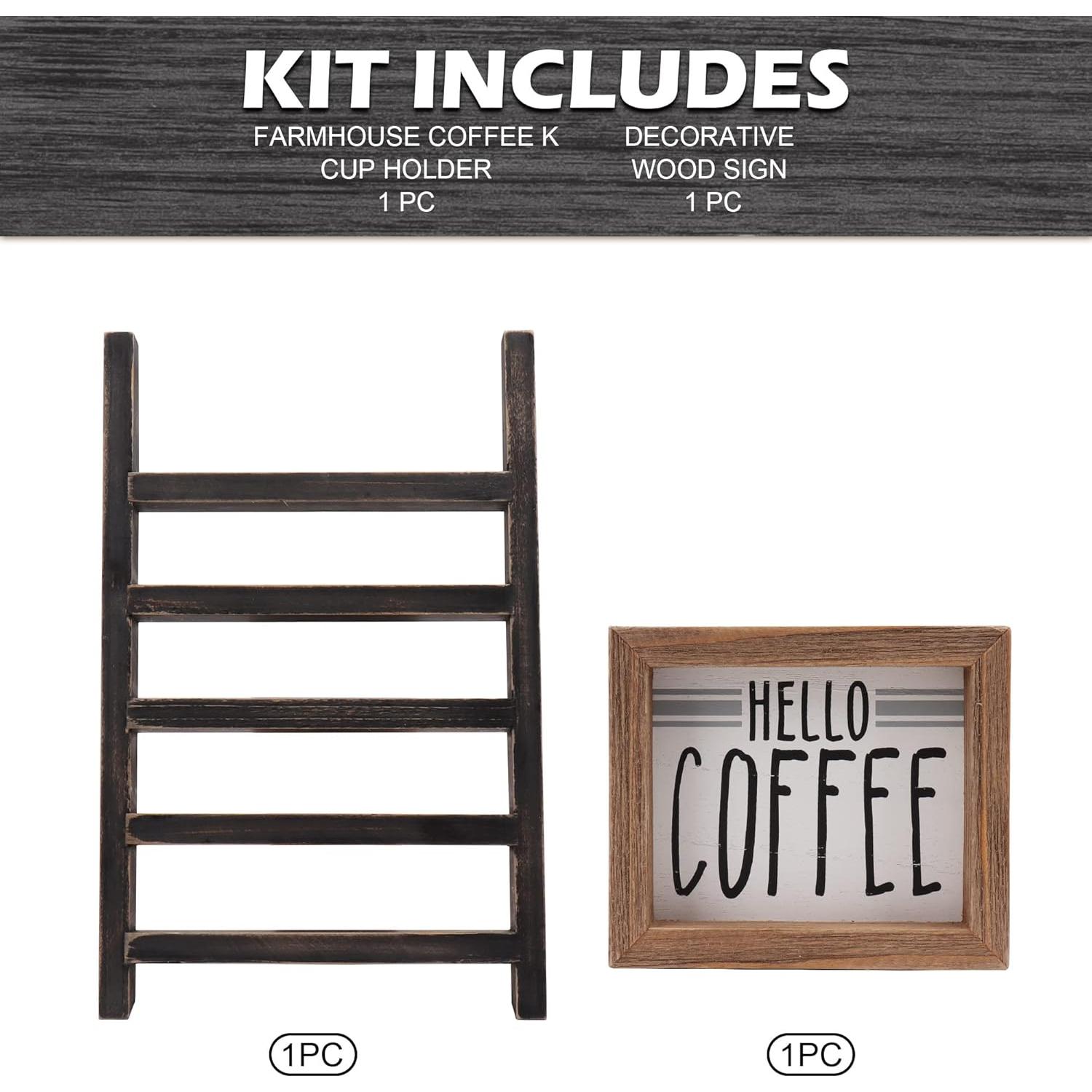 Soporte para K Cups GENMOUS Negro, Organizador de Café Rústico