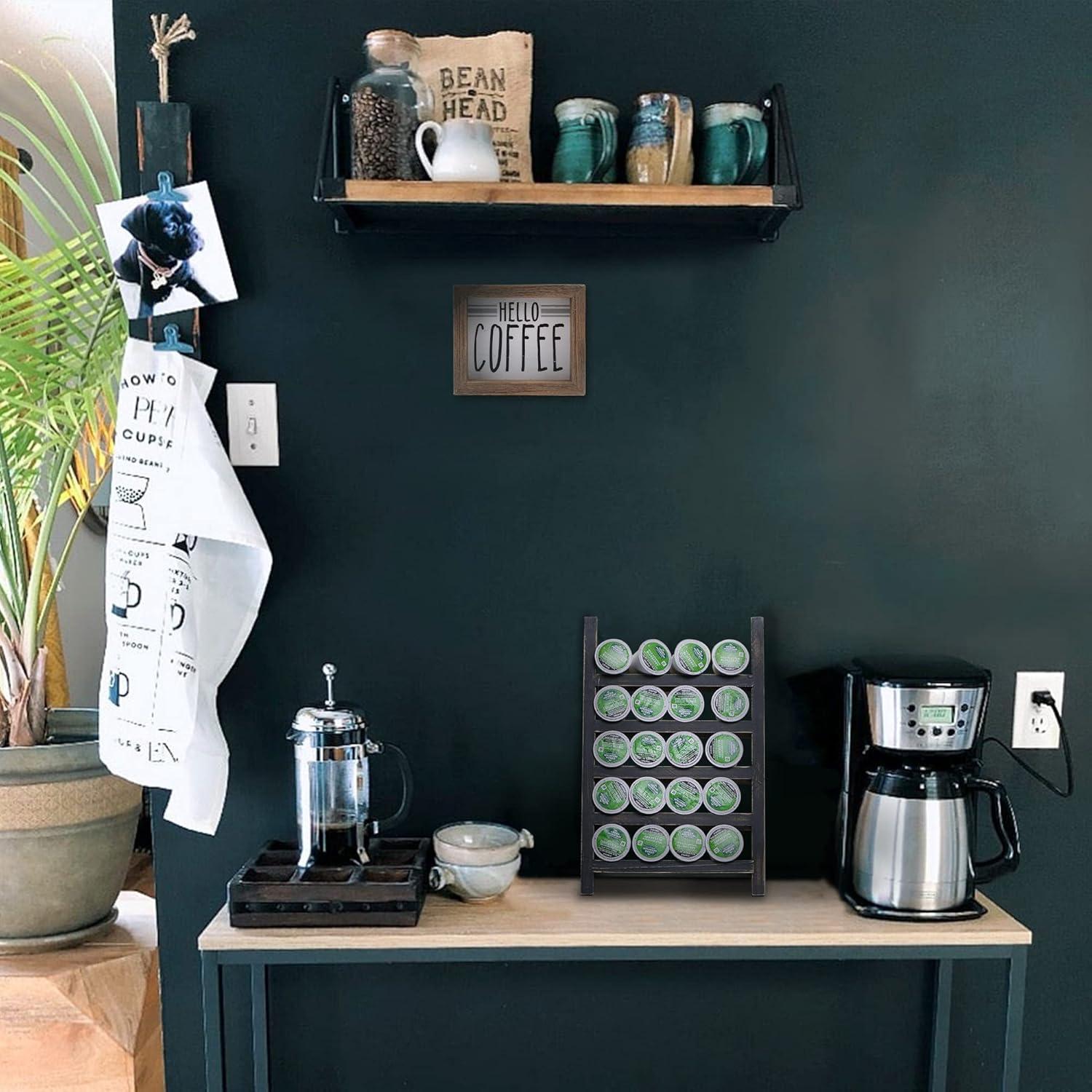 Soporte para K Cups GENMOUS Negro, Organizador de Café Rústico