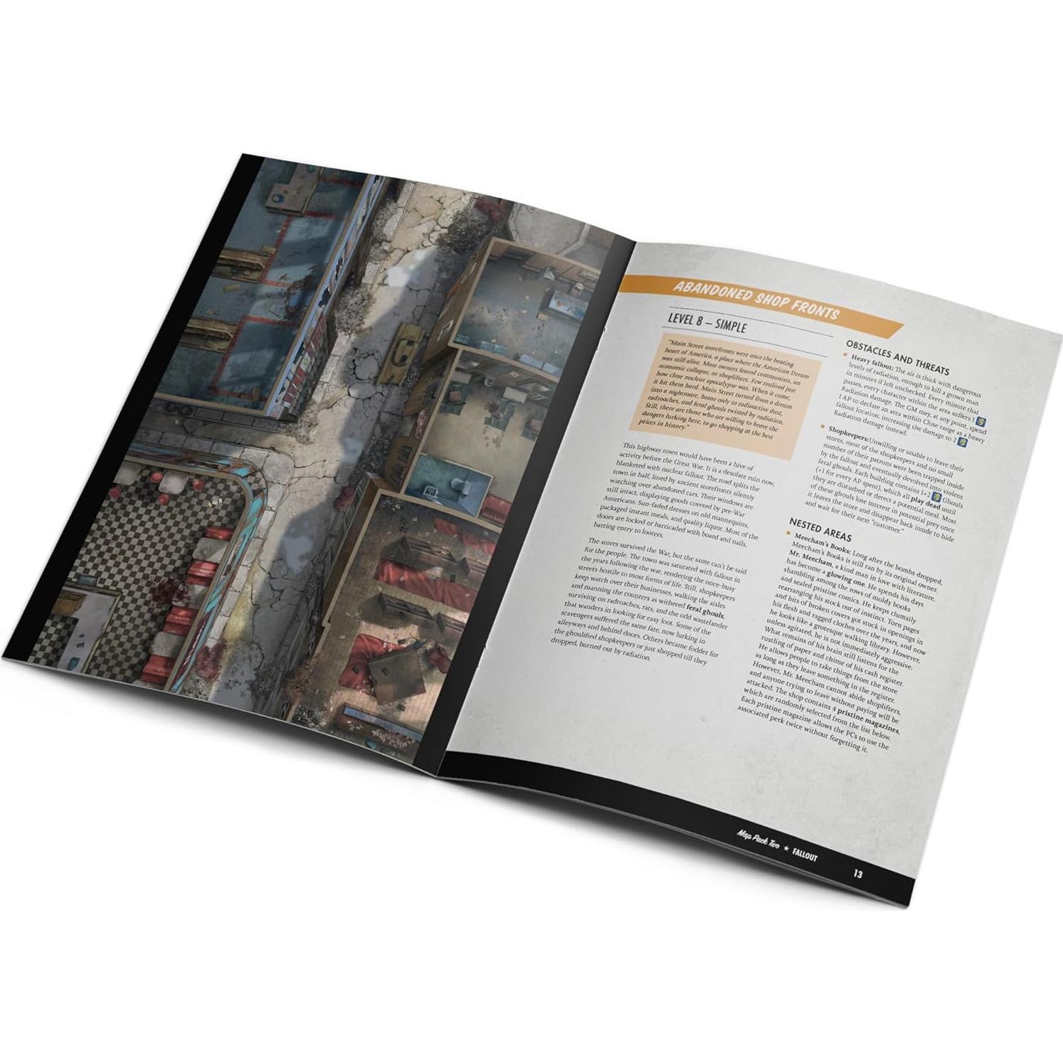 Paquete de Mapas Fallout RPG Modiphius 4 Mapas Doble Cara