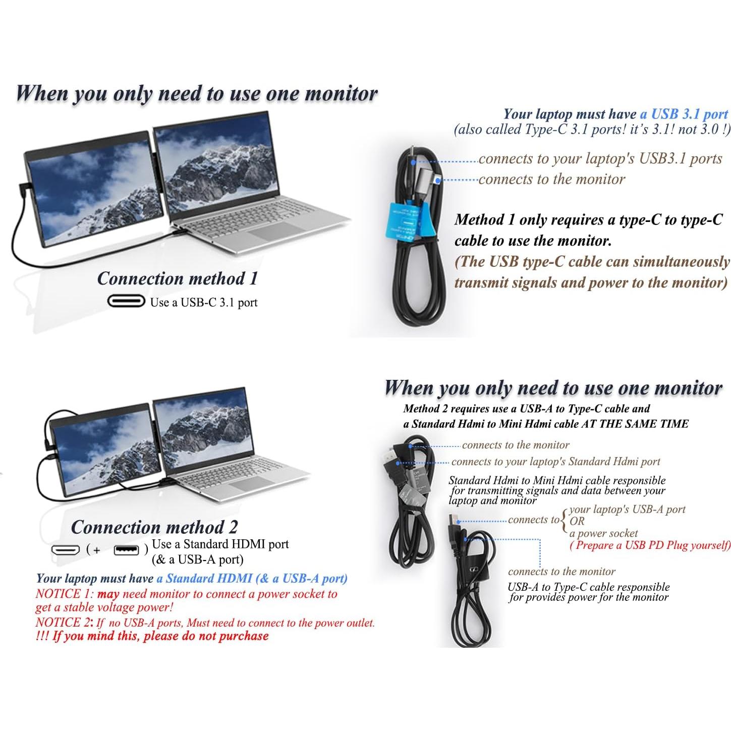 Extensor de Pantalla Iryreafer 14.1" FHD 1080P USB-C/HDMI