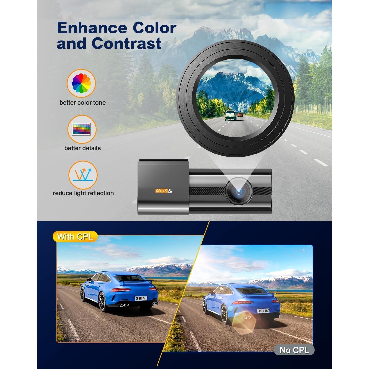 Cámara Dash 4K POYBPCY con WiFi, Visión Nocturna y G-Sensor