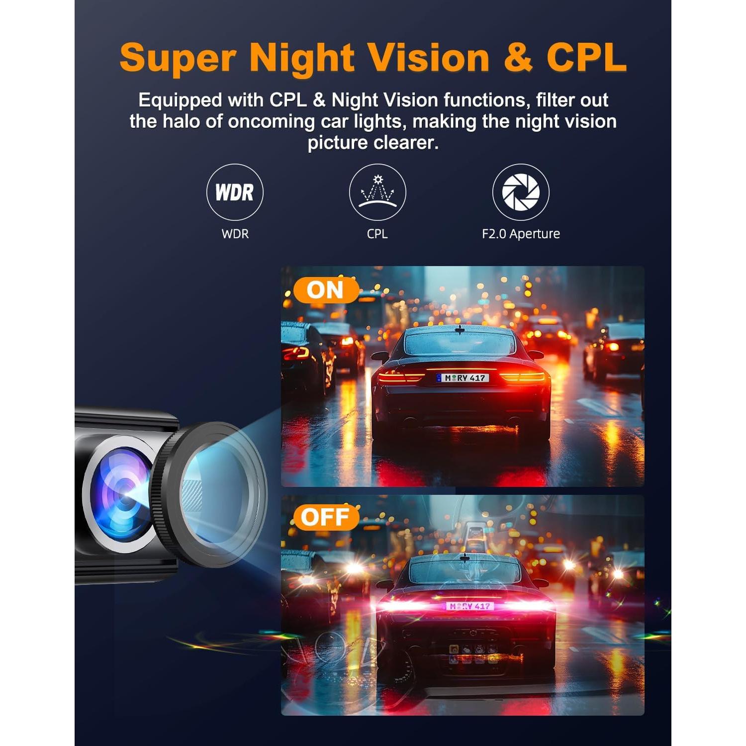 Cámara Dash 4K POYBPCY con WiFi, Visión Nocturna y G-Sensor