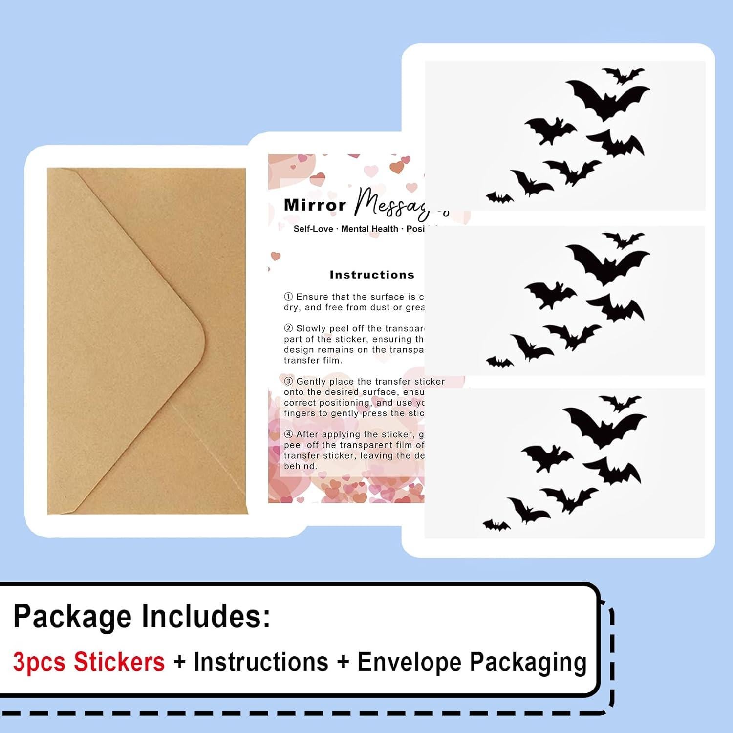 Calcomanías de Murciélagos Negras para Espejo Retrovisor - 3 Unidades