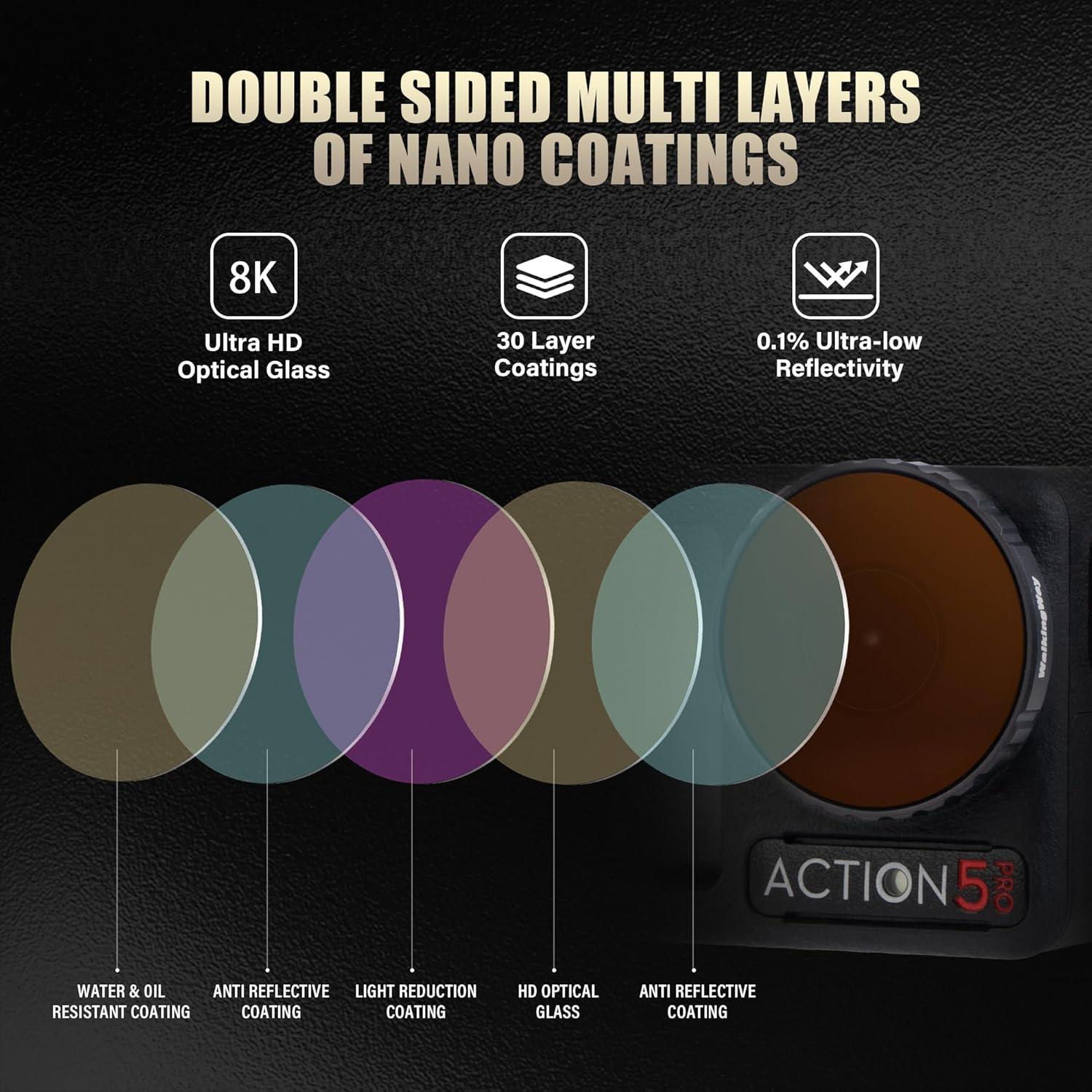 Juego de Filtros ND Walking Way para DJI Osmo Action 5 Pro/4 - 4 Piezas