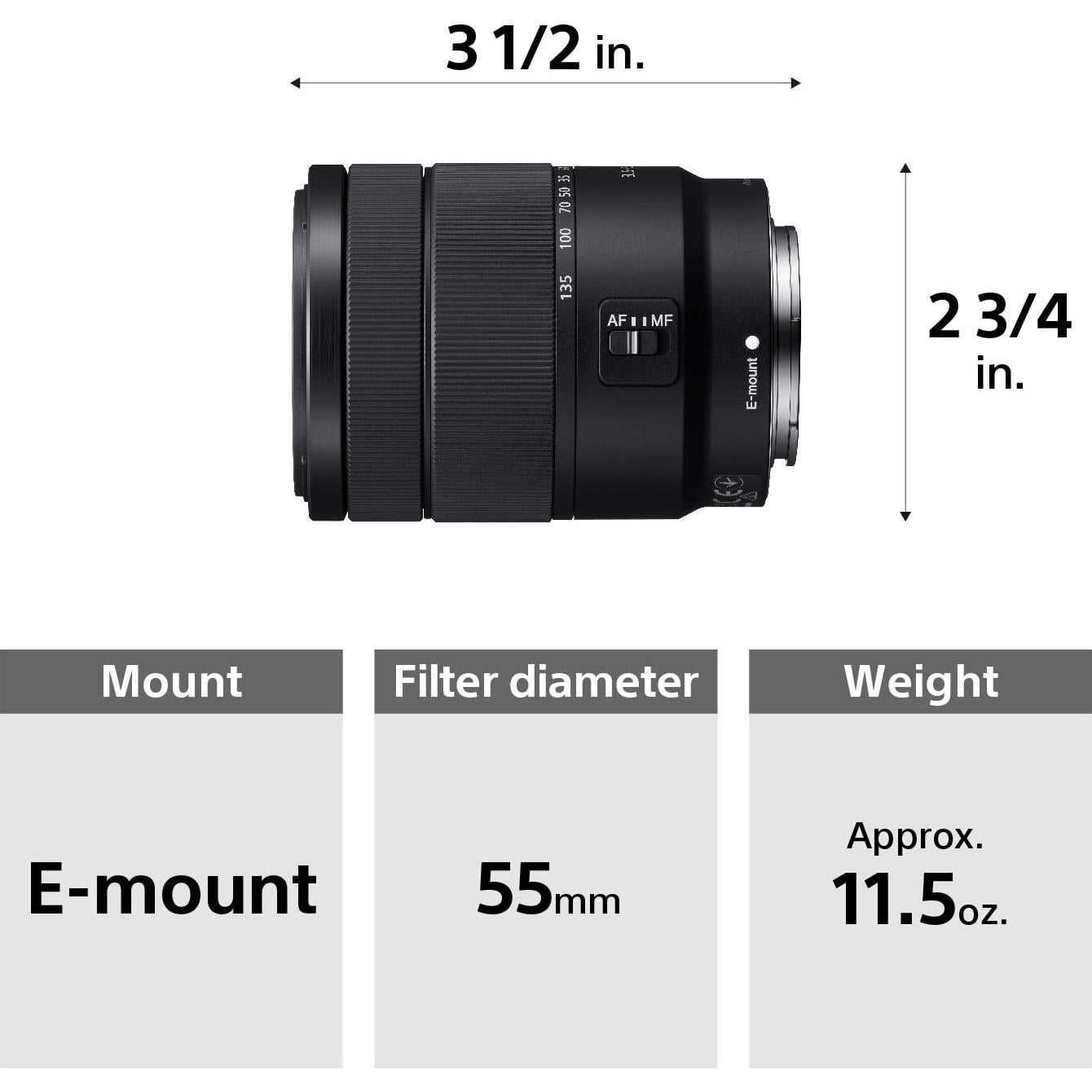 Lente Zoom Sony SEL18135 18-135mm F3.5-5.6 E-Mount