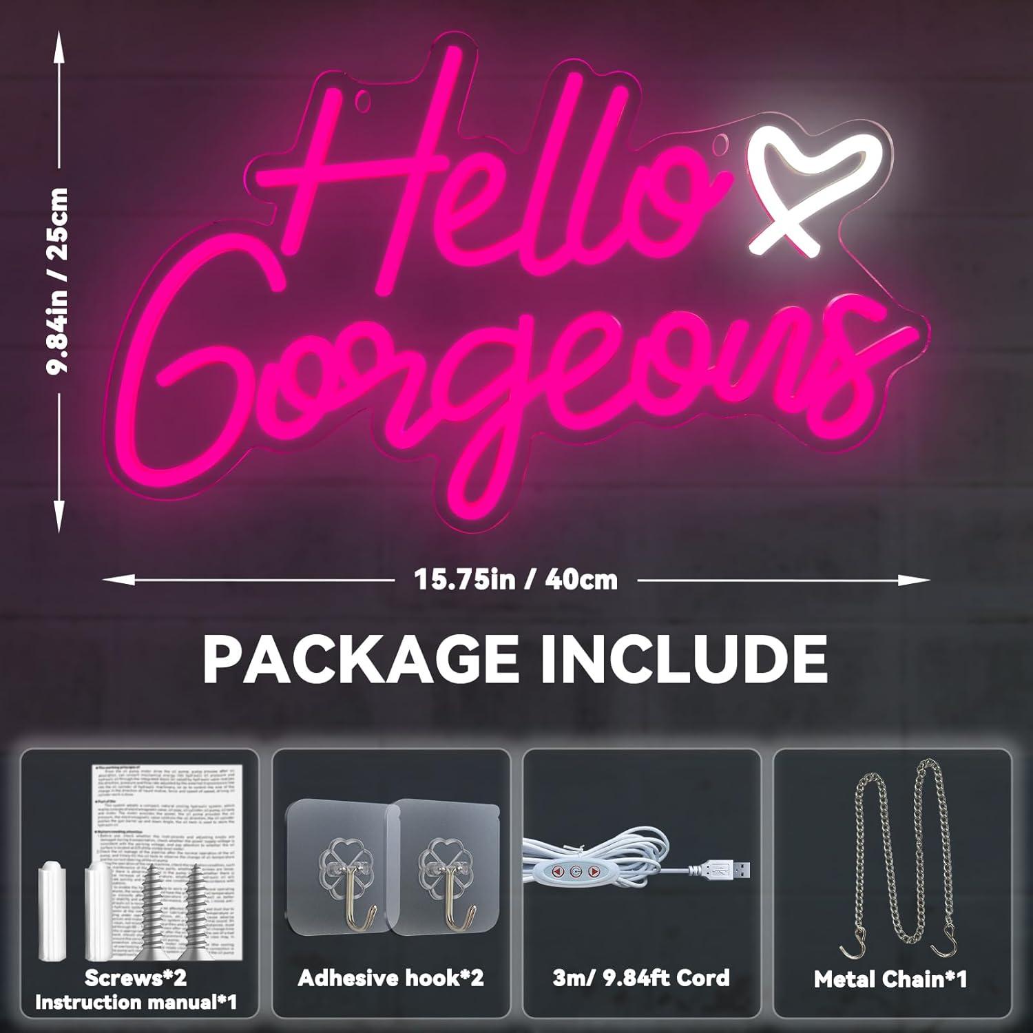 Señal de Neón LED Rosa Dimmable AYwYyjCh 40x26cm Decoración