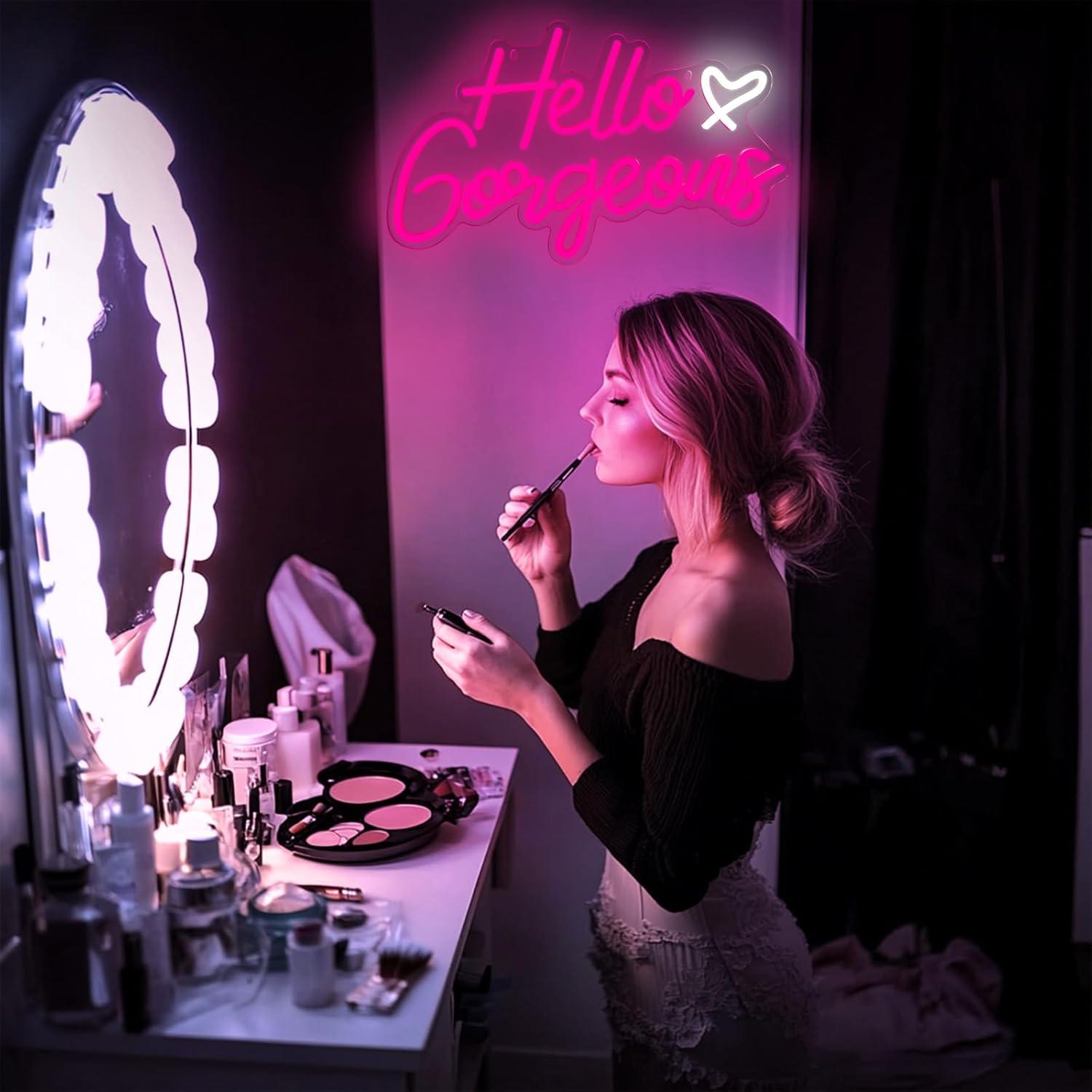 Señal de Neón LED Rosa Dimmable AYwYyjCh 40x26cm Decoración